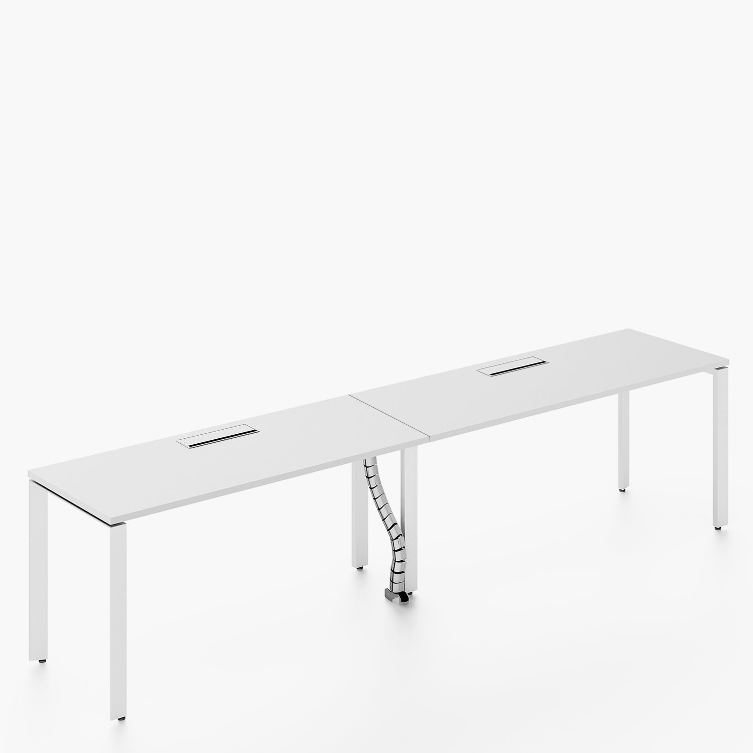 Escritorio Space con pasacables 140 Bench Lineal Blanco/Blanco 2 pers