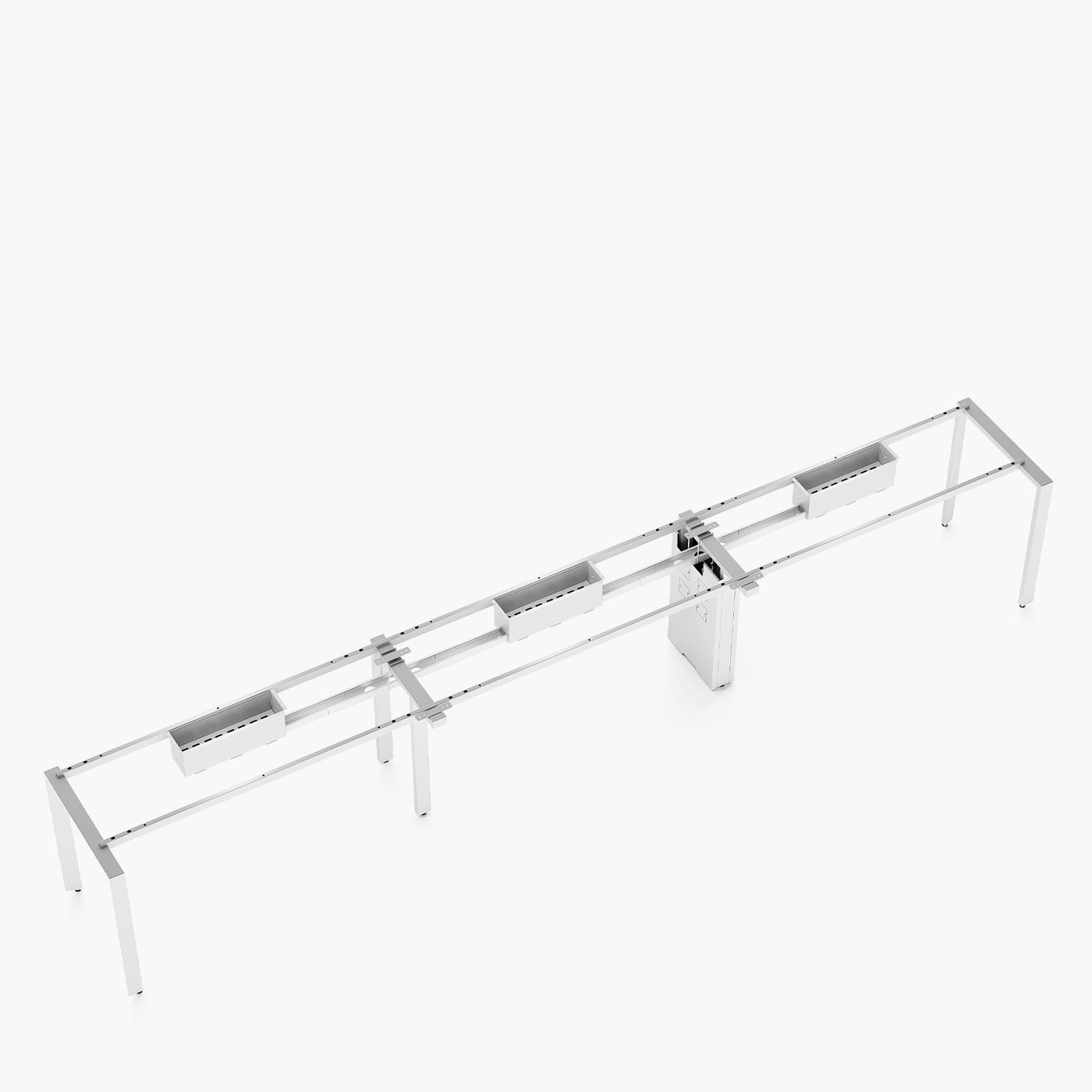 Escritorio Space con pasacables 120 Bench Lineal Natura/Blanco 3 pers
