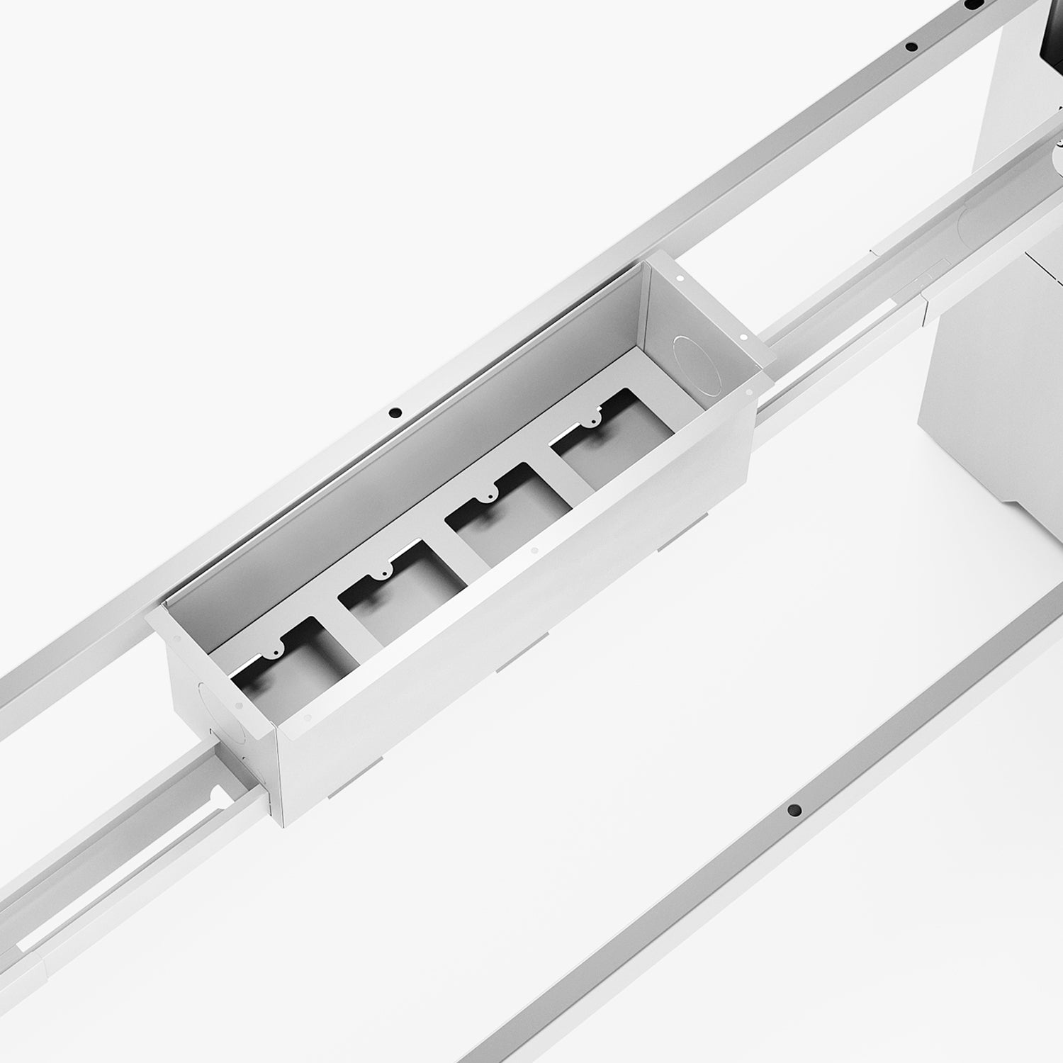 Escritorio Space con pasacables 120 Bench Lineal Natura/Blanco 3 pers