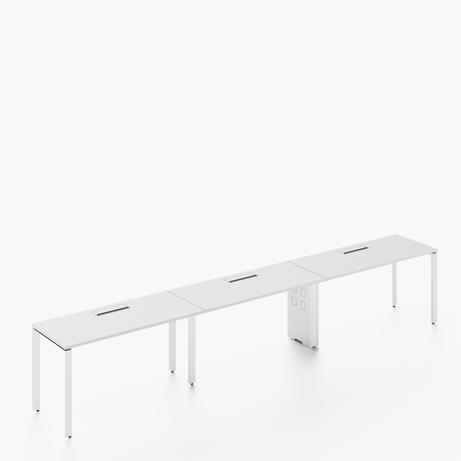 Escritorio Space con pasacables 120 Bench Lineal Blanco/Blanco 3 pers