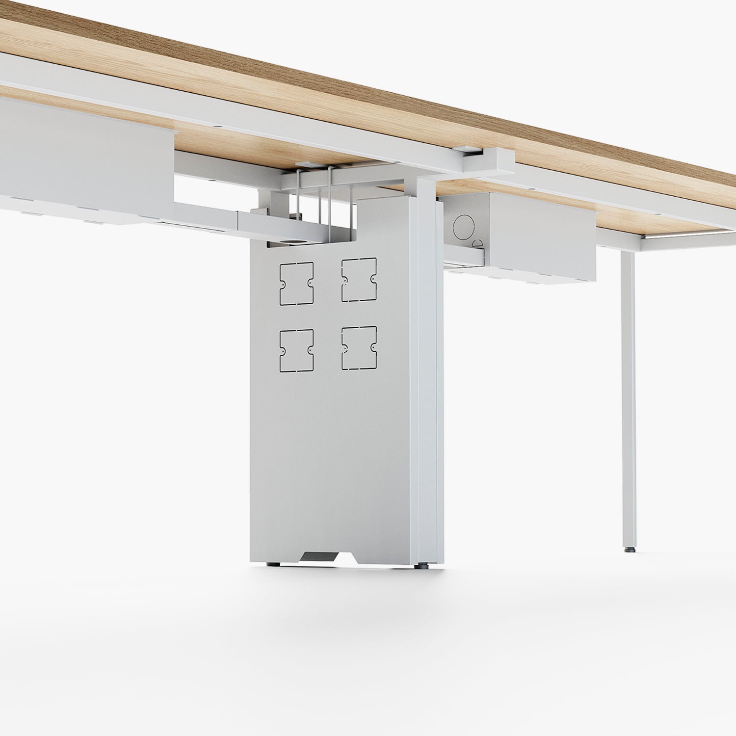 Escritorio Space con pasacables 140 Bench Lineal Natura/Blanco 3 pers