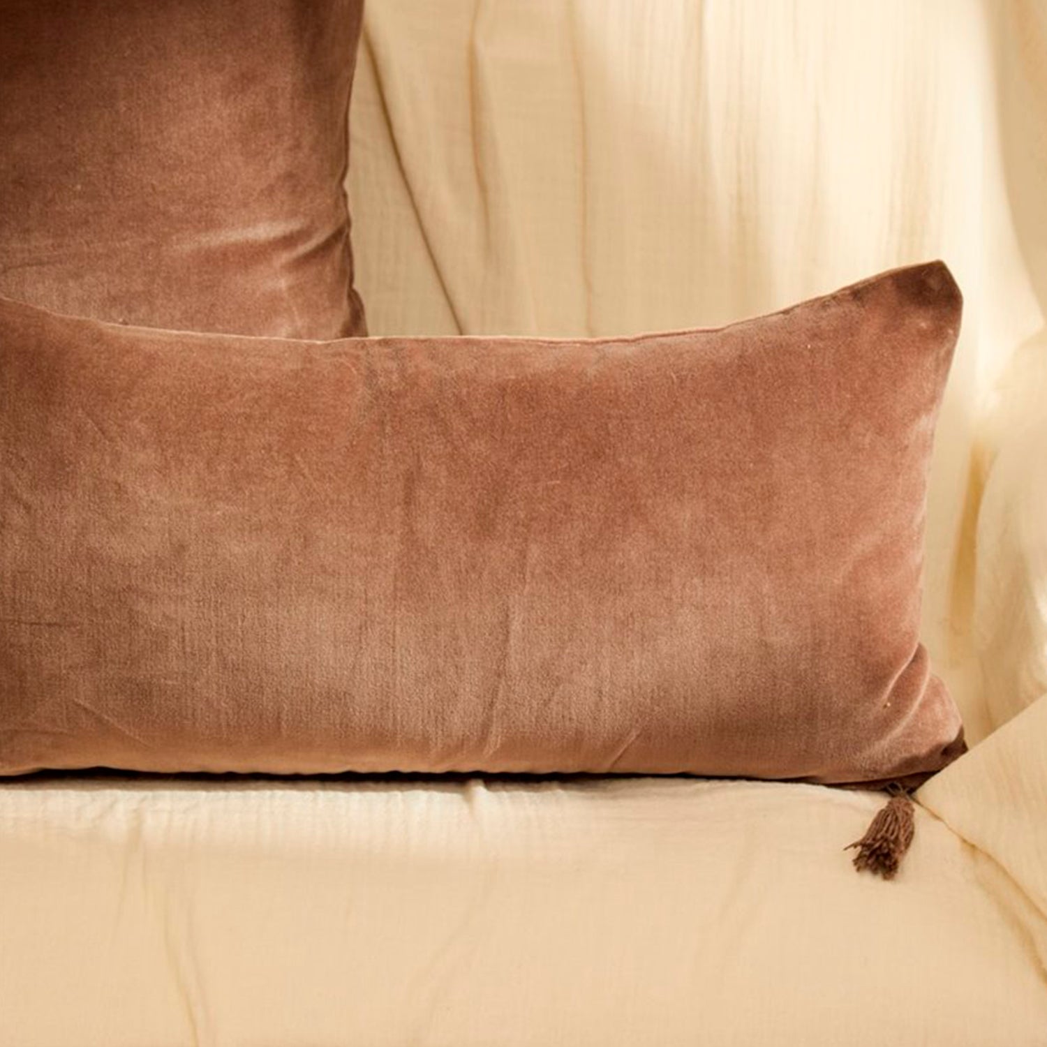 Funda Cojín Velur 30x60 Café