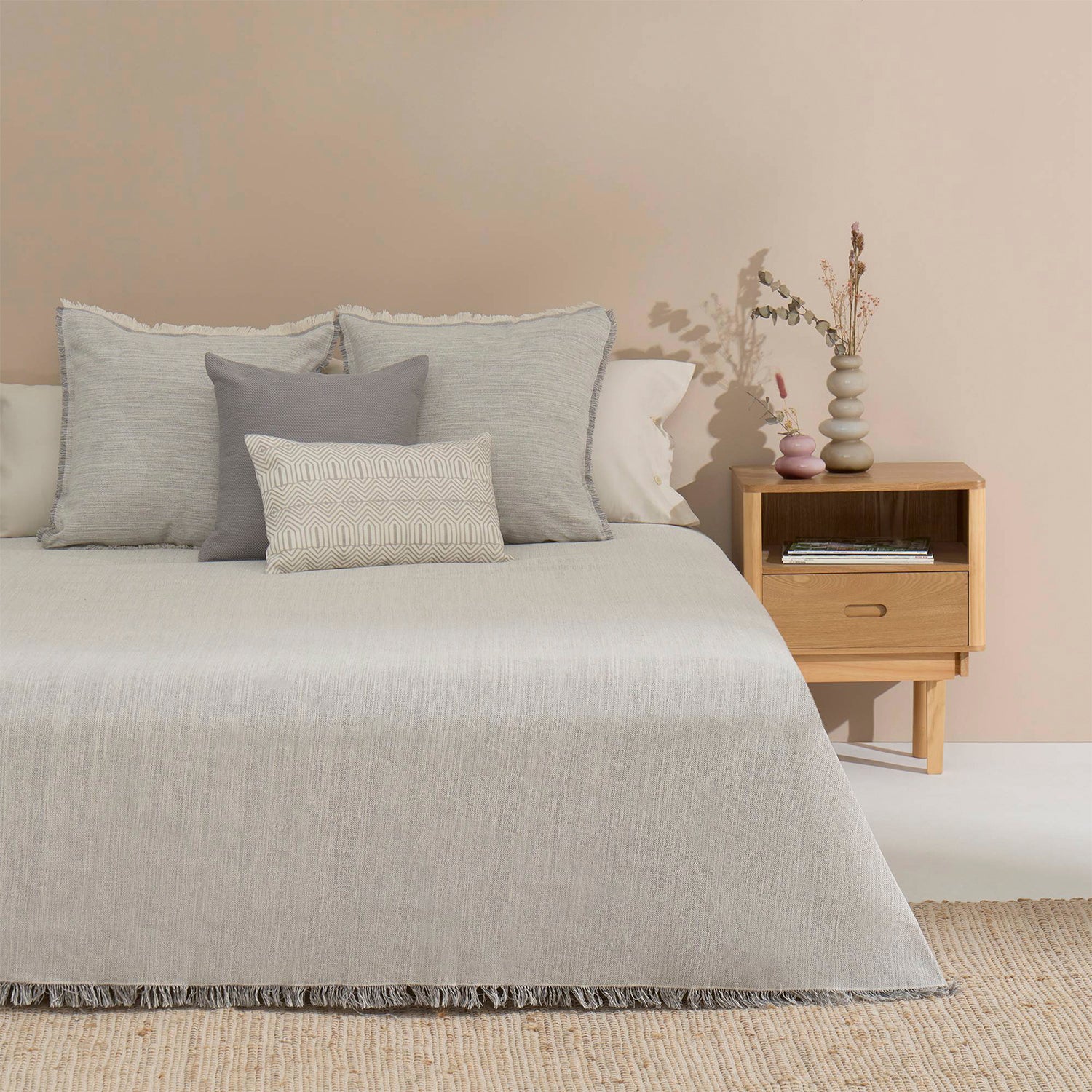 Colcha Grisfu 240x280 Gris Claro (Cama 2 Plazas o Queen)