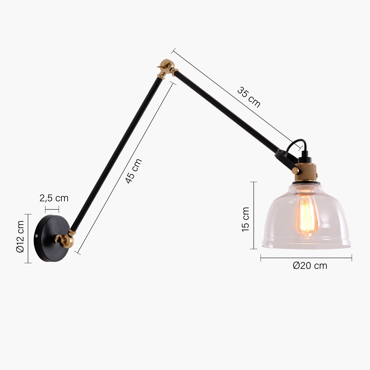 Lámpara de Pared Mae brazo articulado Vidrio