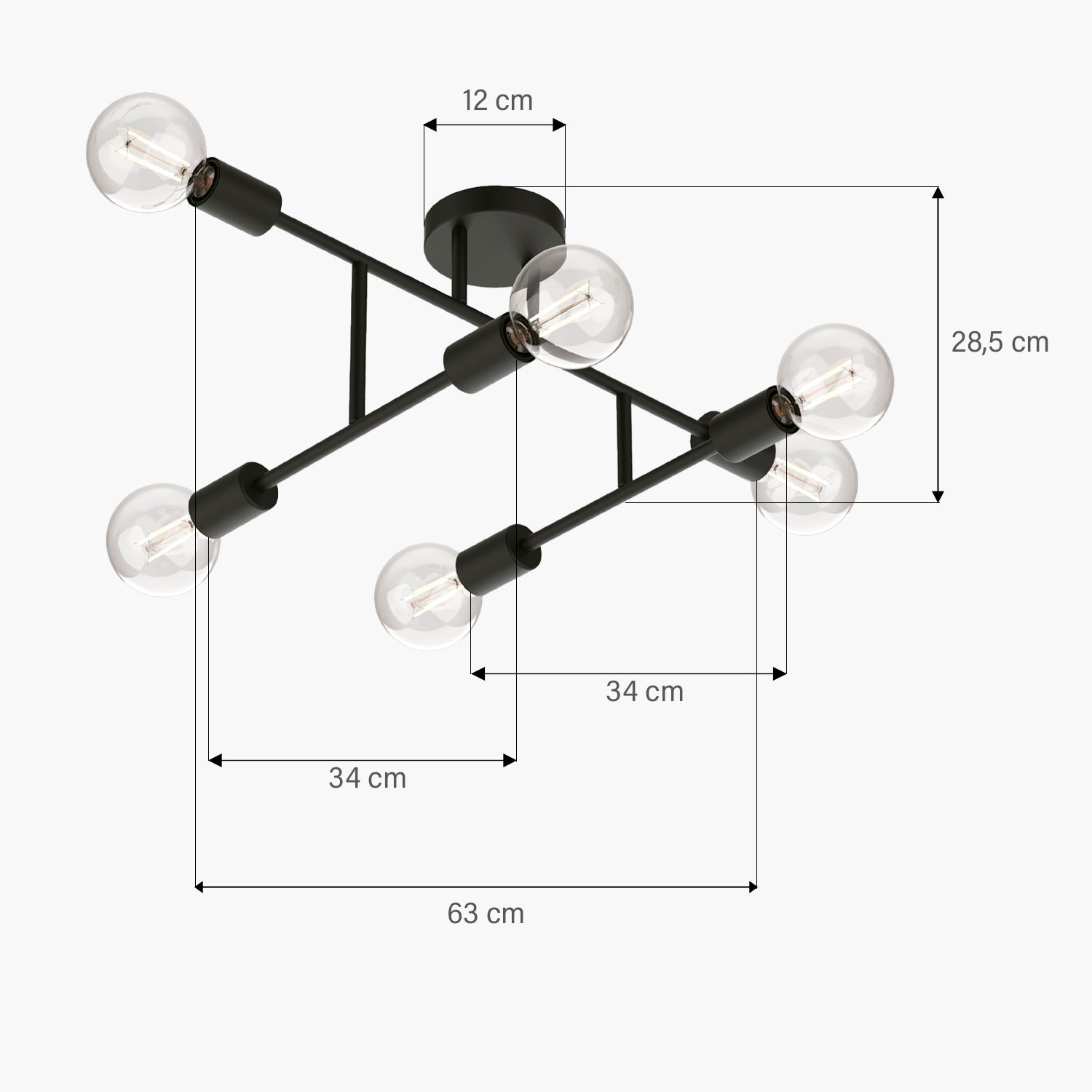 Lámpara de Techo Lexie x6 Negro