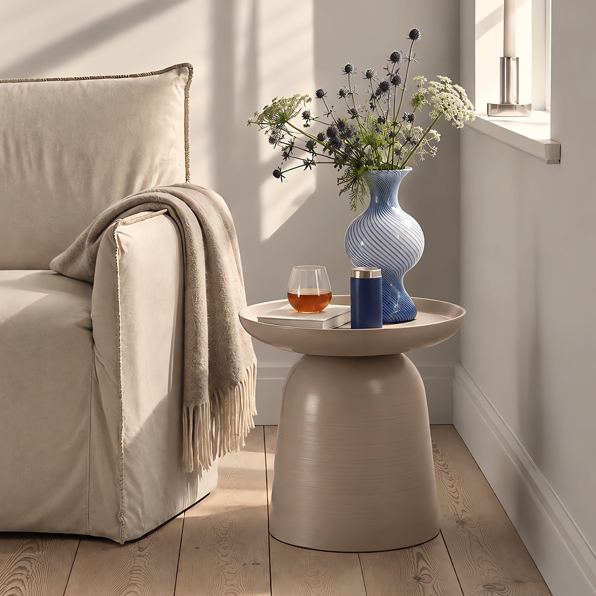 Mesa Lateral Metálica Otelo Taupe