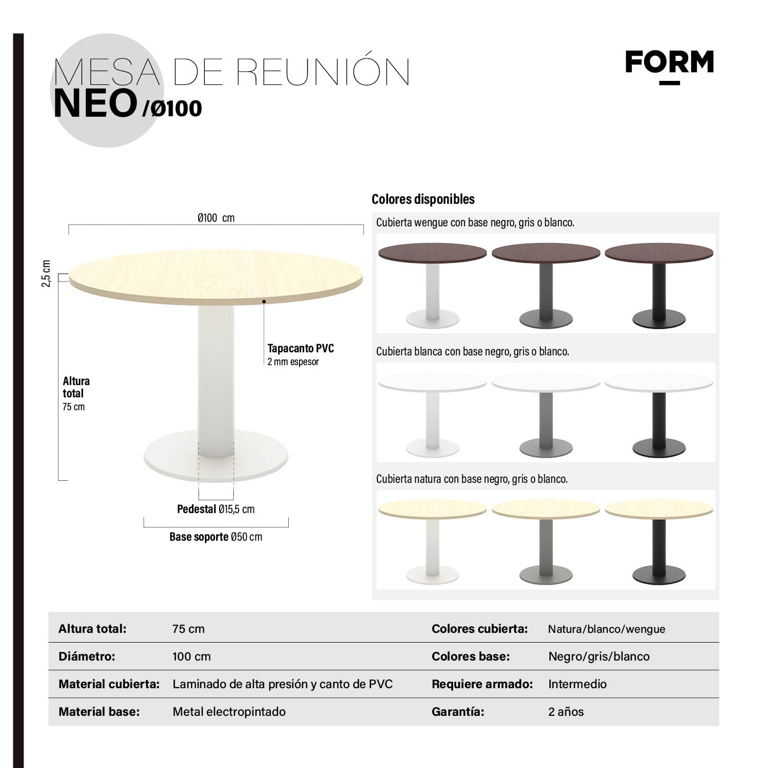 Mesa de Reunión Neo 100 Wengue