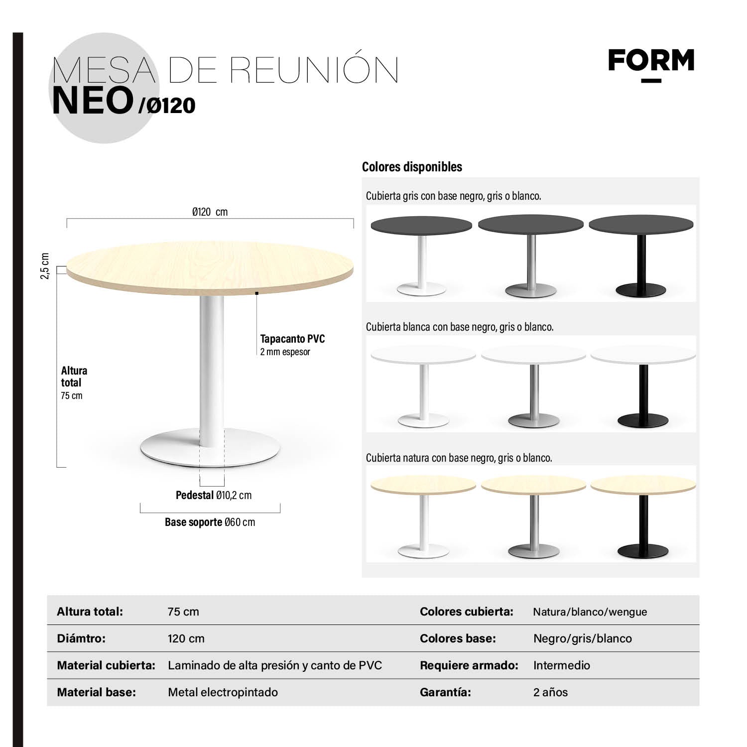 Mesa Oficina Neo 120D Gris Oscuro