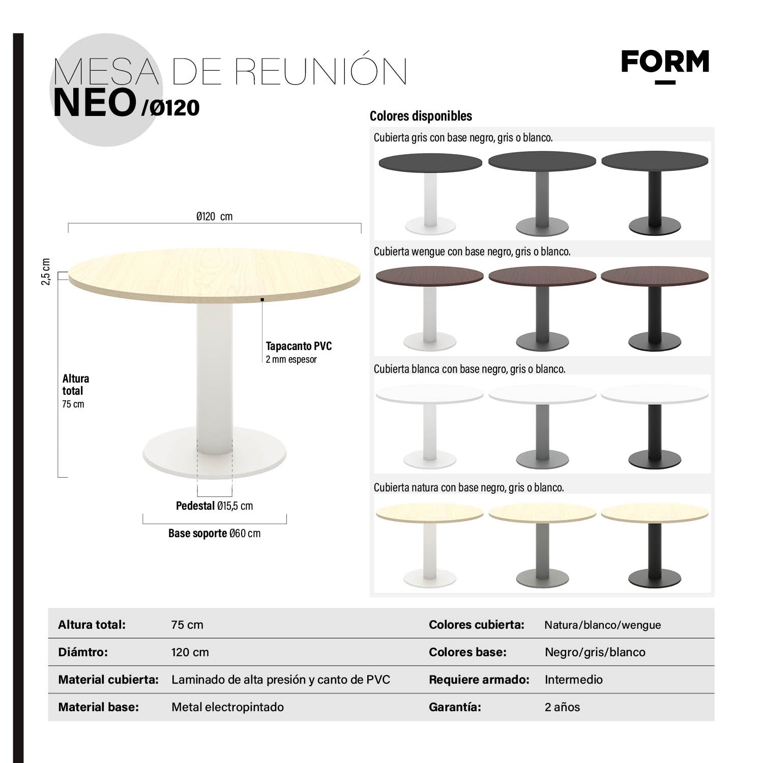 Mesa de Reunión Neo 120 Blanco