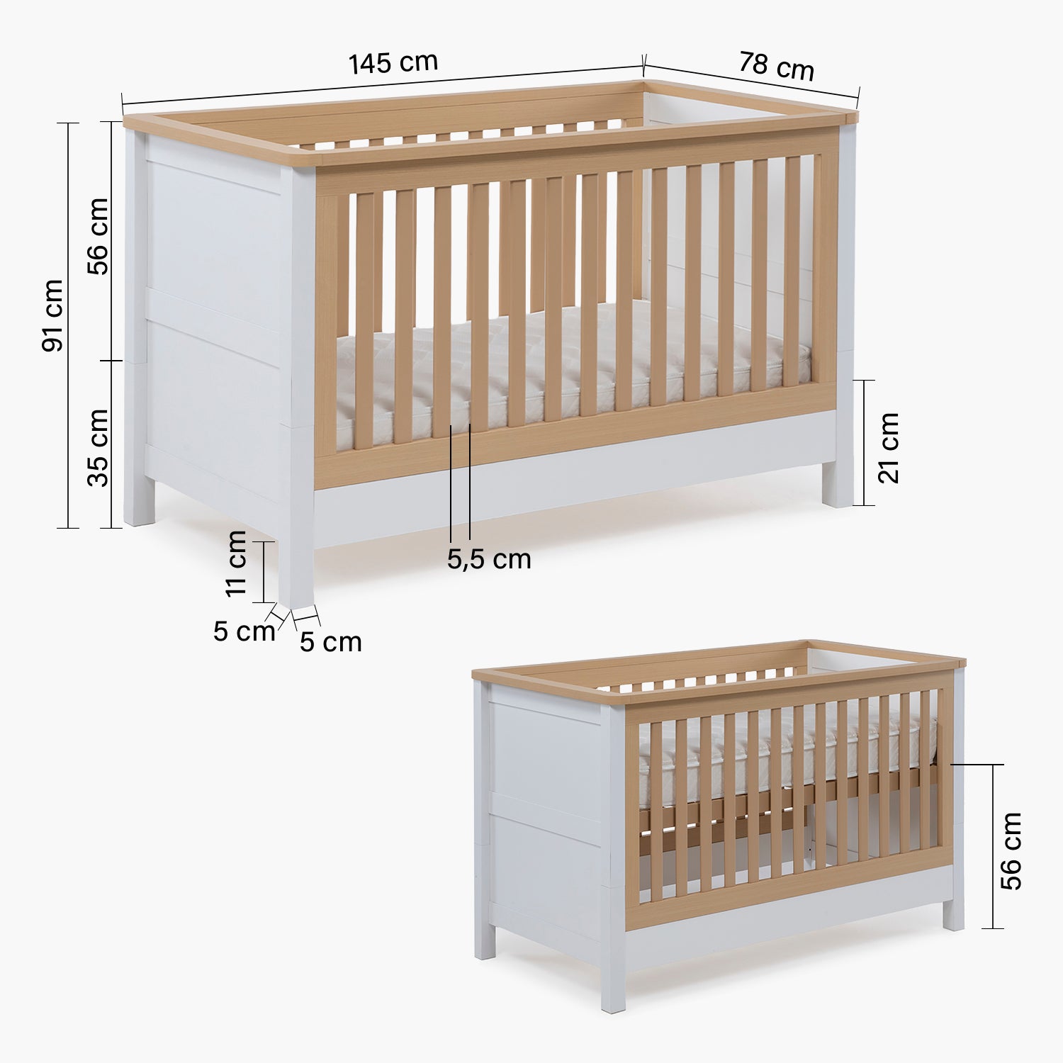 Cuna 3 en 1 Clara Natura/Blanco