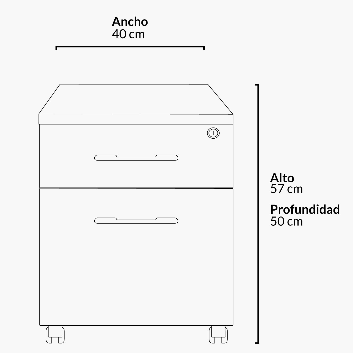 Cajonera Melamina Móvil 57 cm Blanco