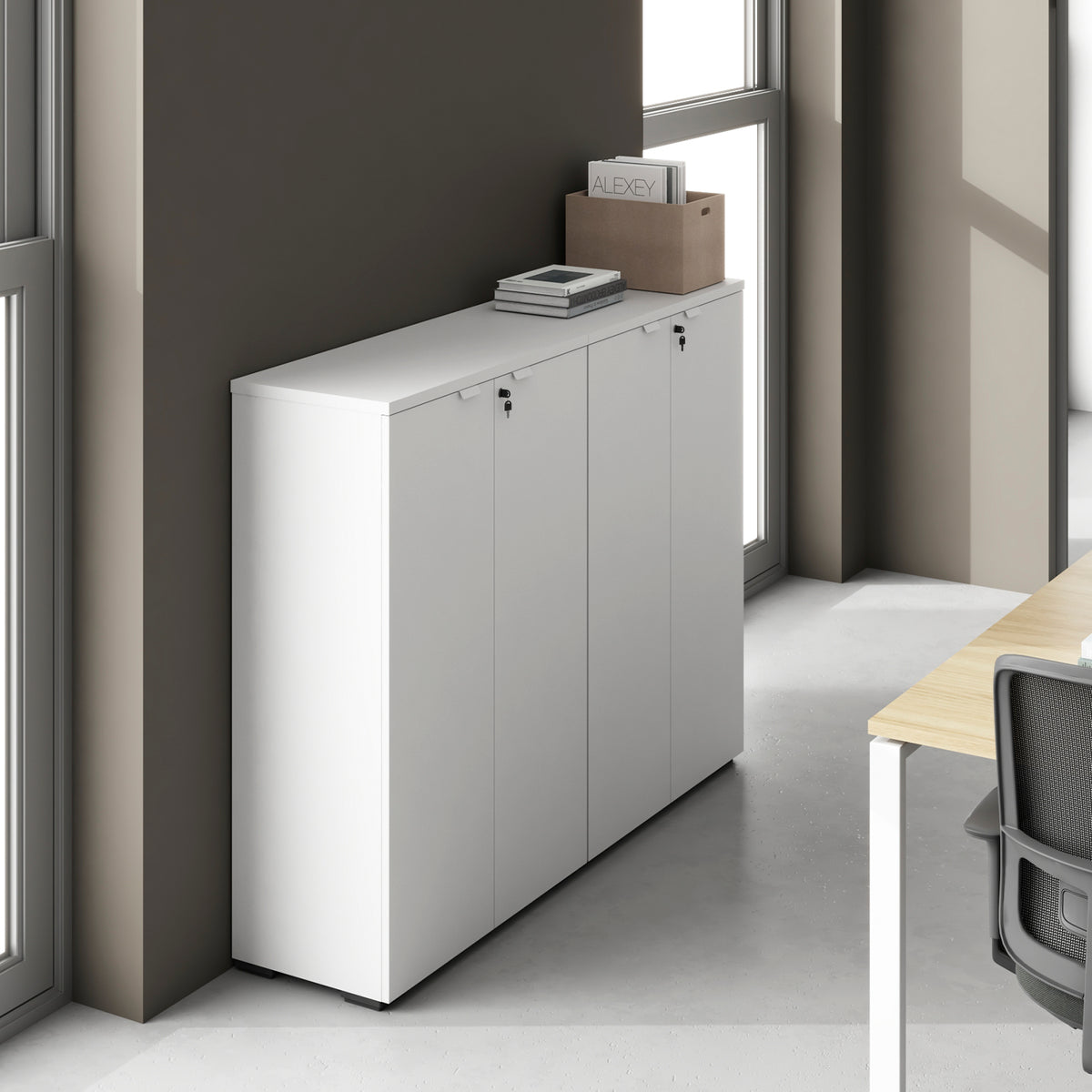 Gabinete Oficina Medio Space 3 puertas 120 Blanco