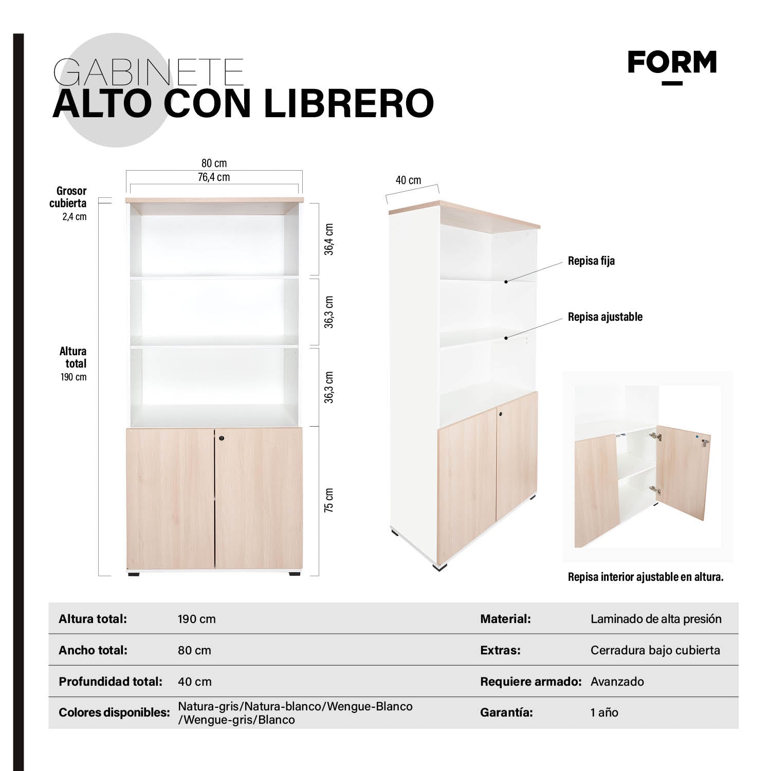 Gabinete Alto con Librero