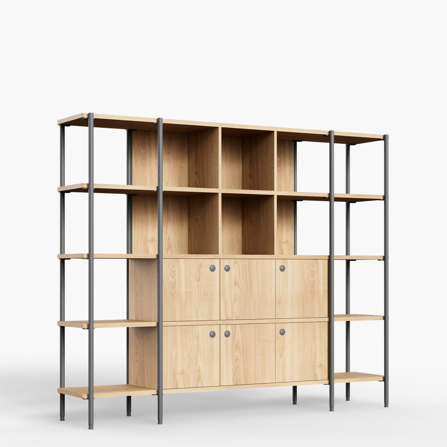 Gabinete Alto Flex Oficina 220x46x180 Natura/Gris