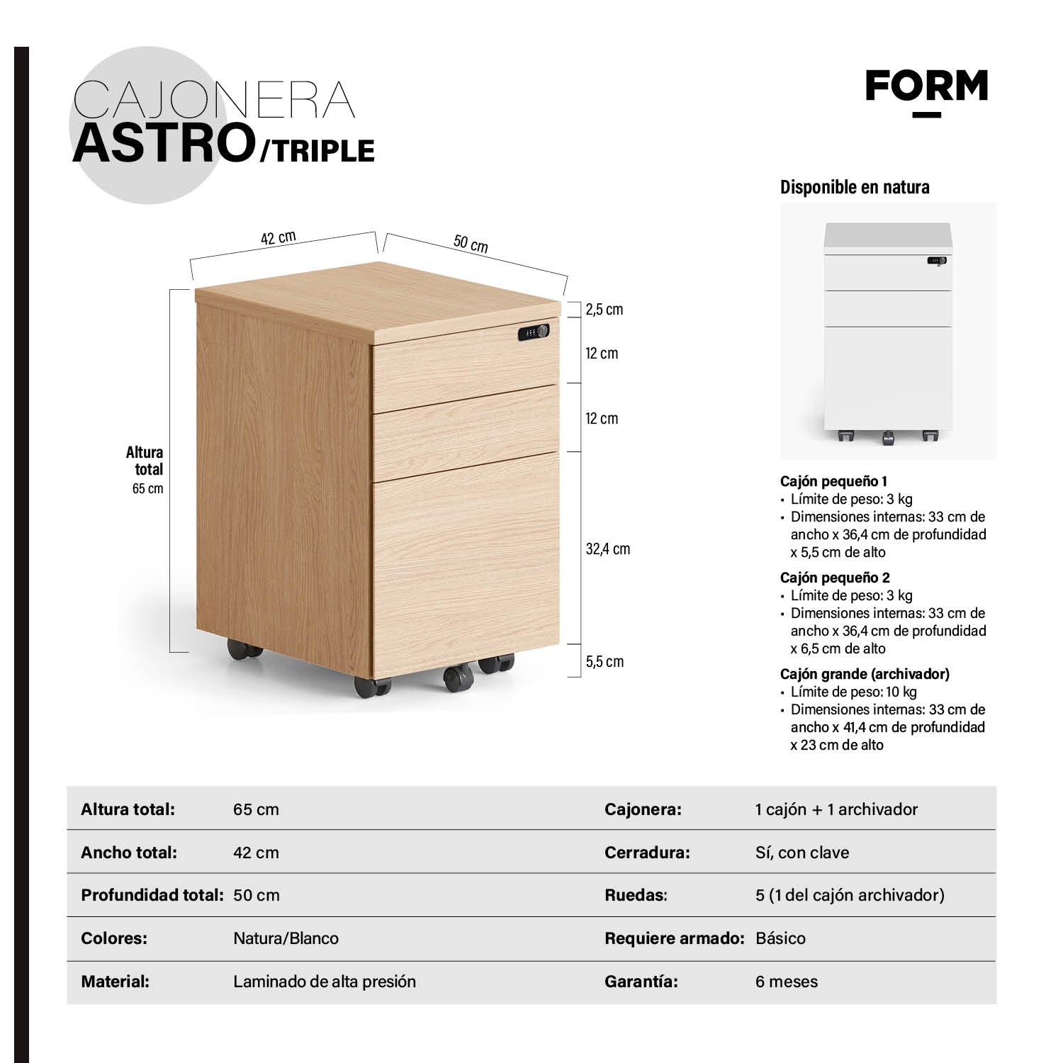 Cajonera Astro Triple Natura