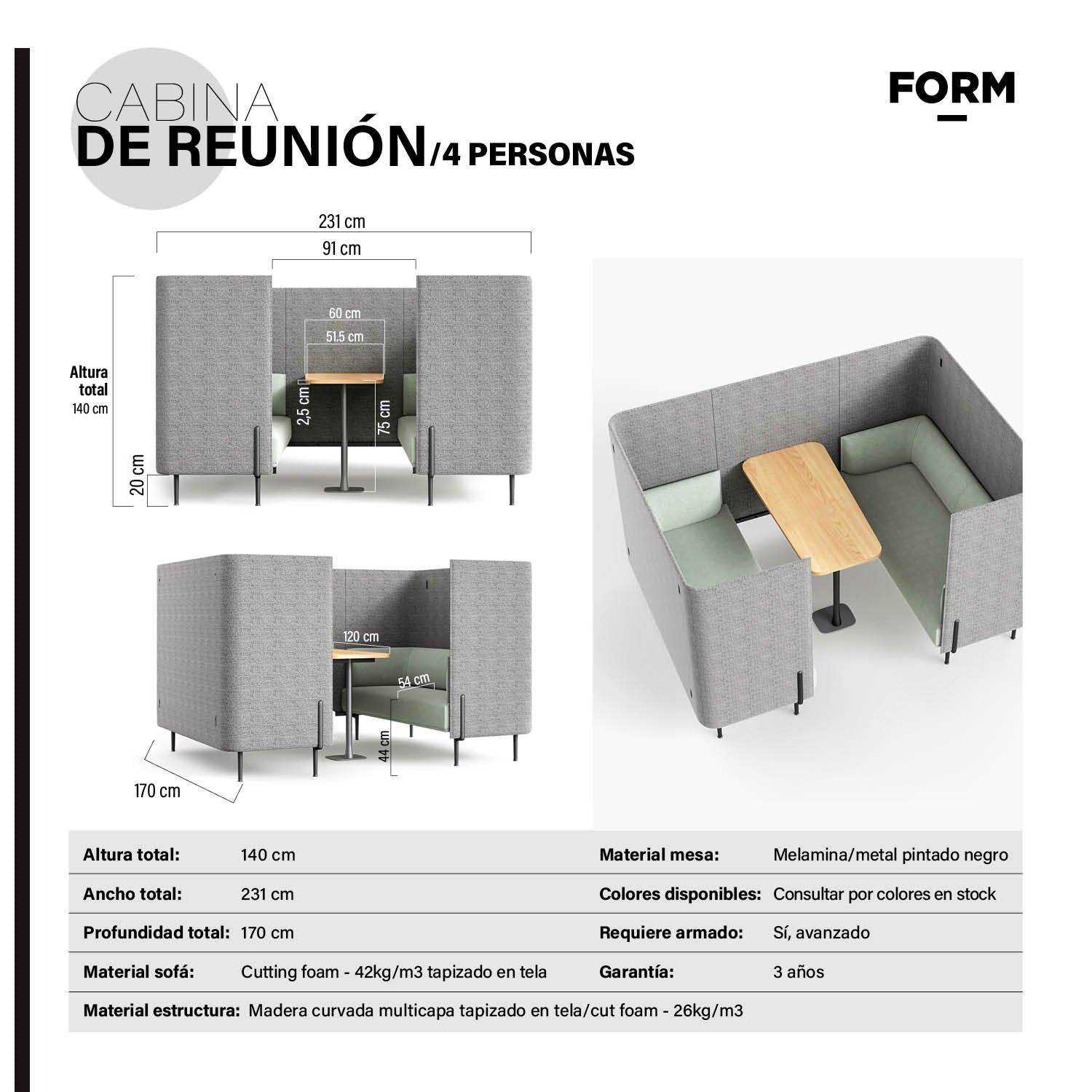 Cabina de Reunión 4 personas