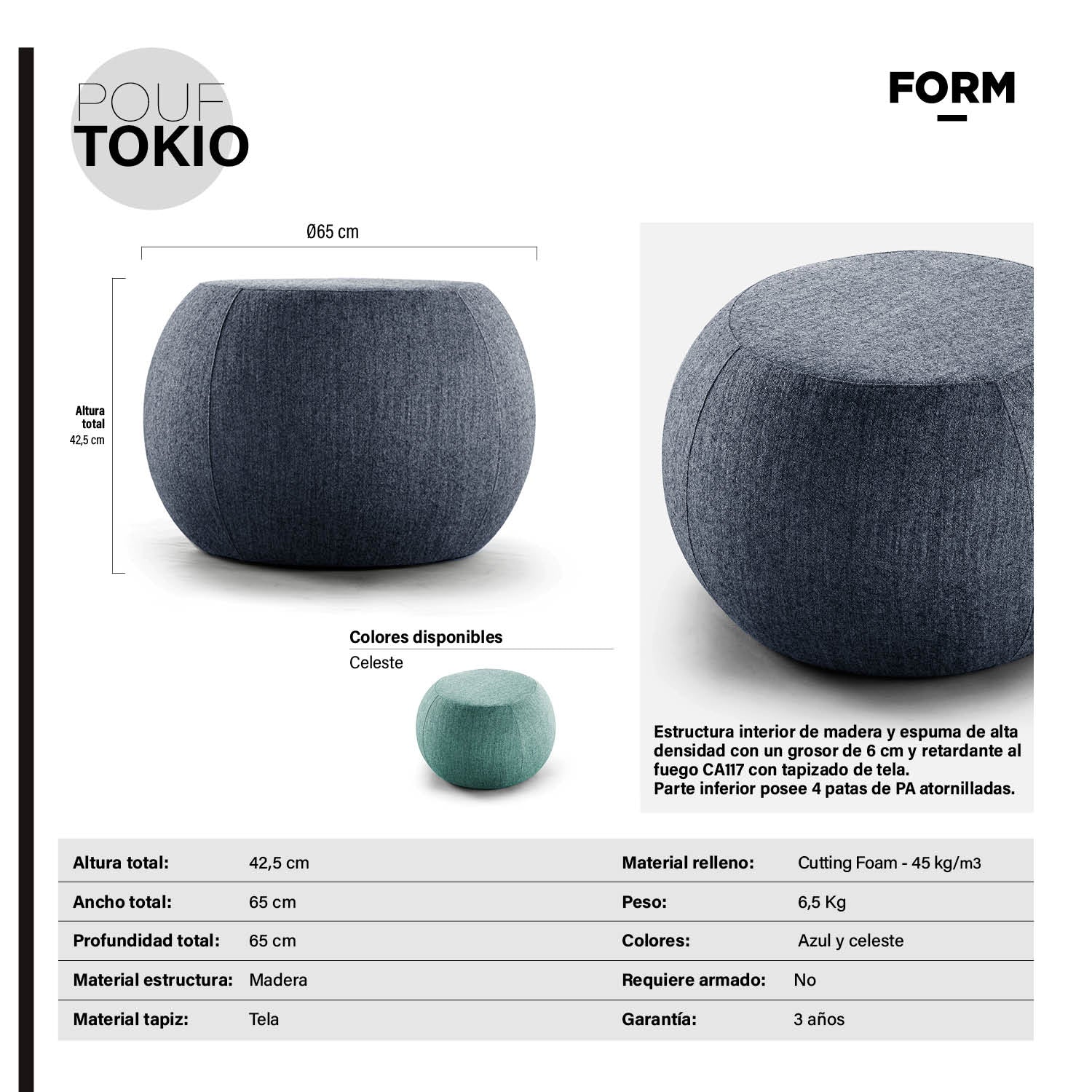 Pouf Oficina Tokio Azul