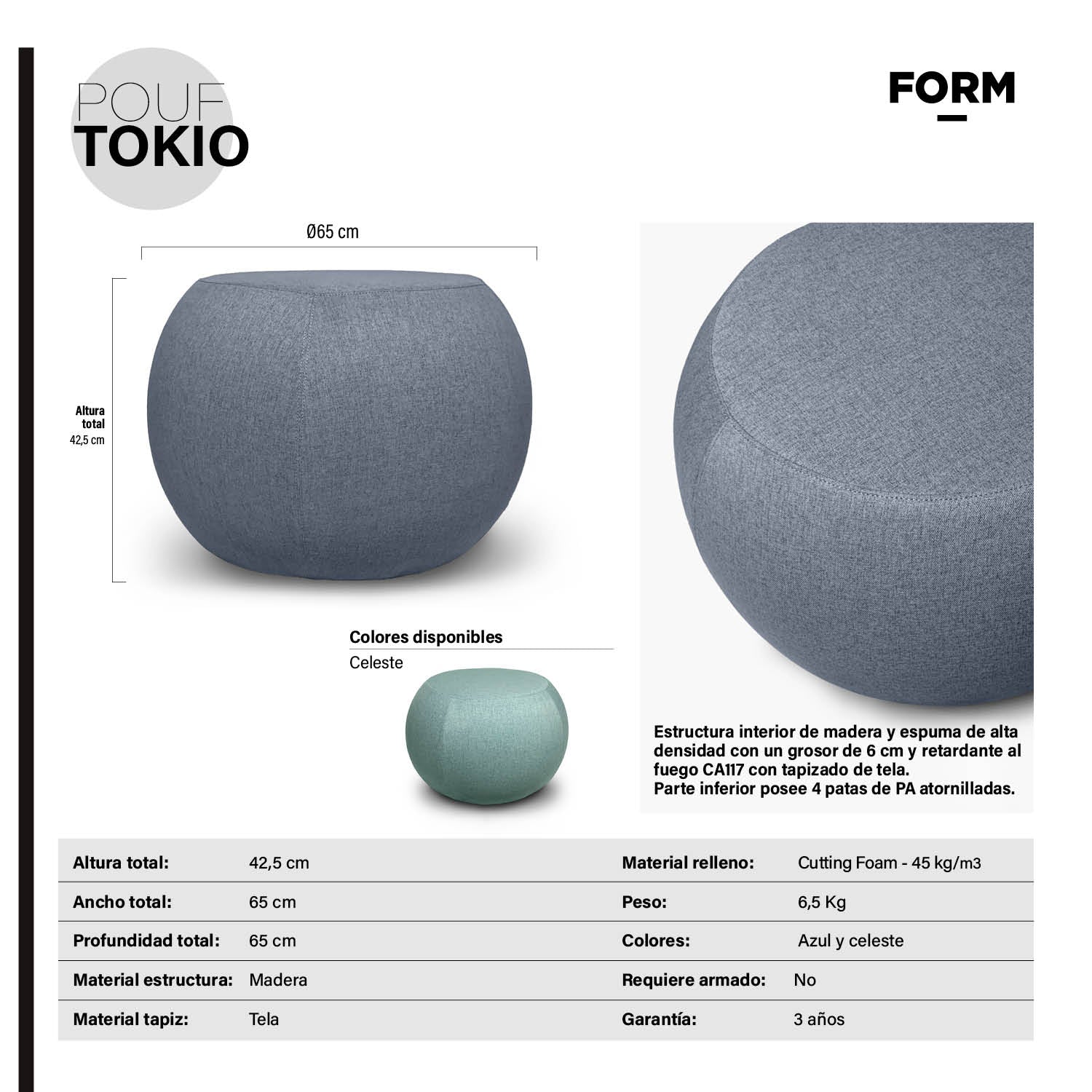 Pouf Oficina Tokio Azul