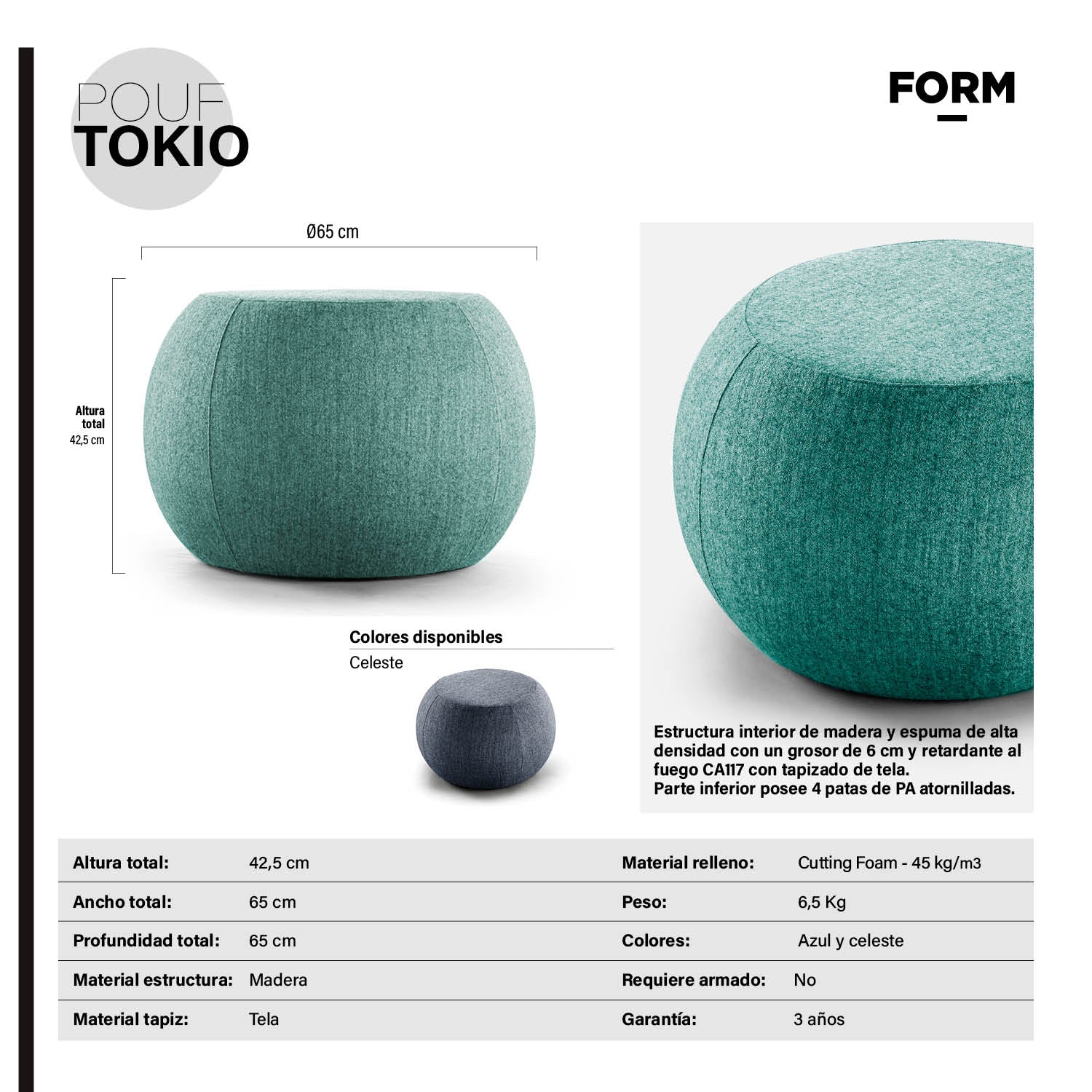 Pouf Oficina Tokio Azul