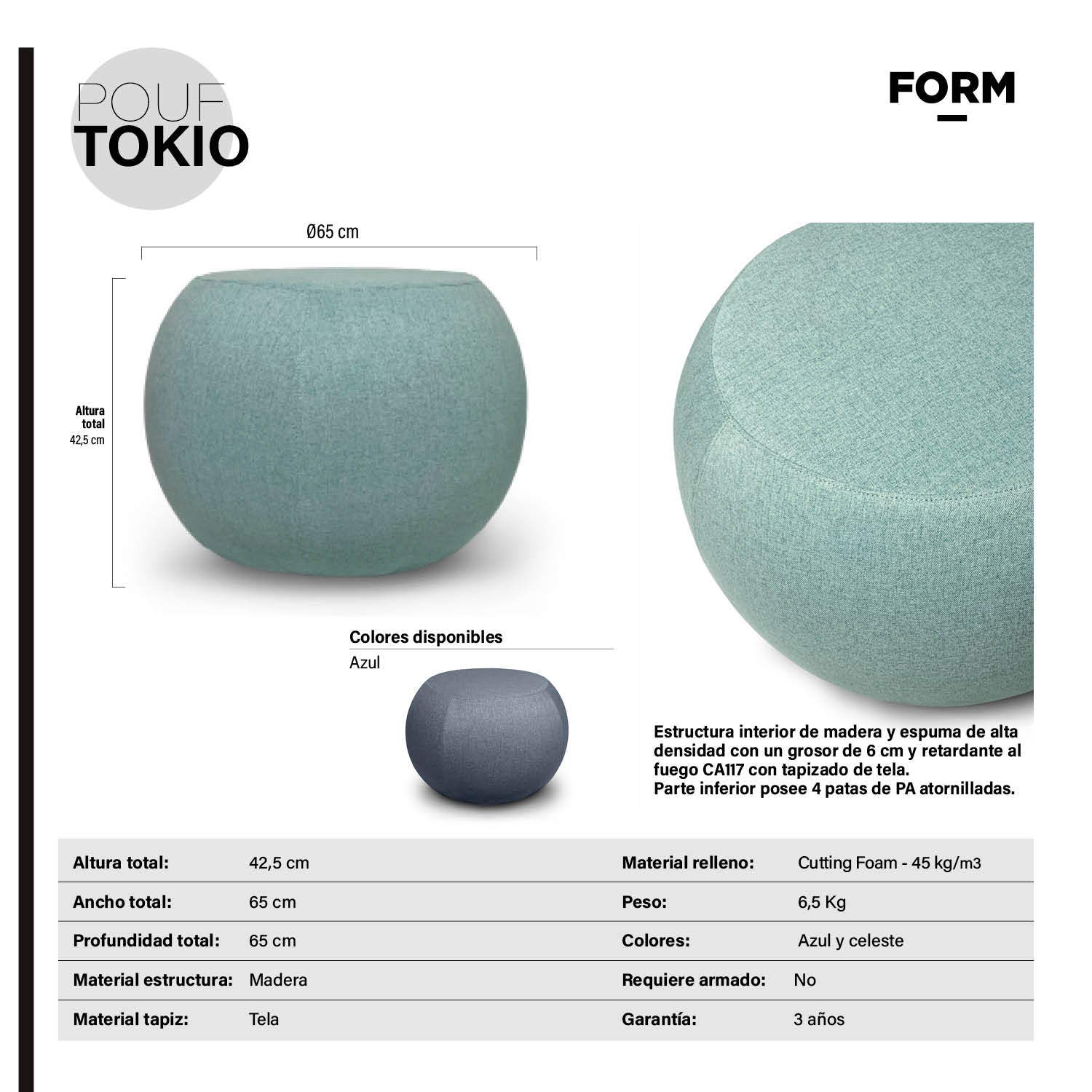 Pouf Oficina Tokio Celeste