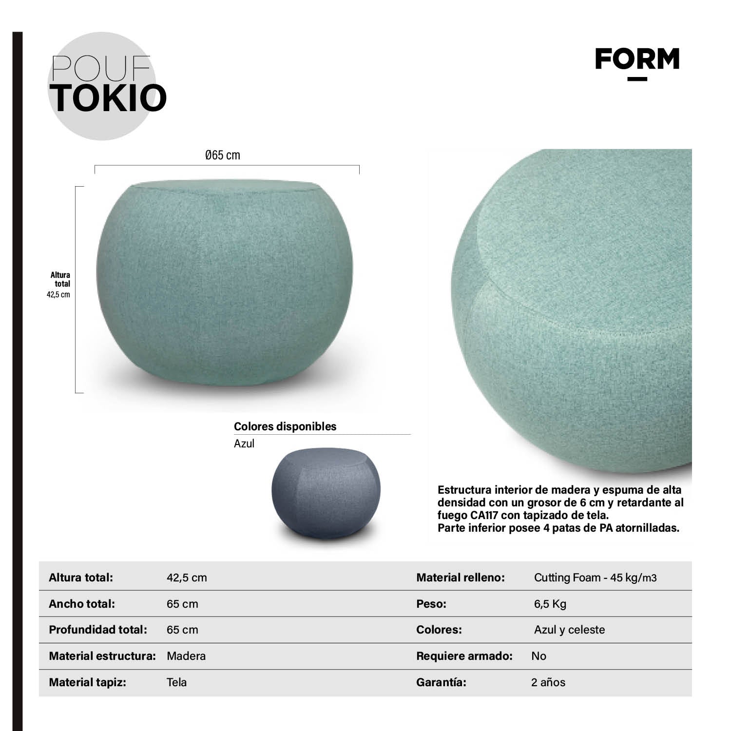 Pouf Tokio Celeste
