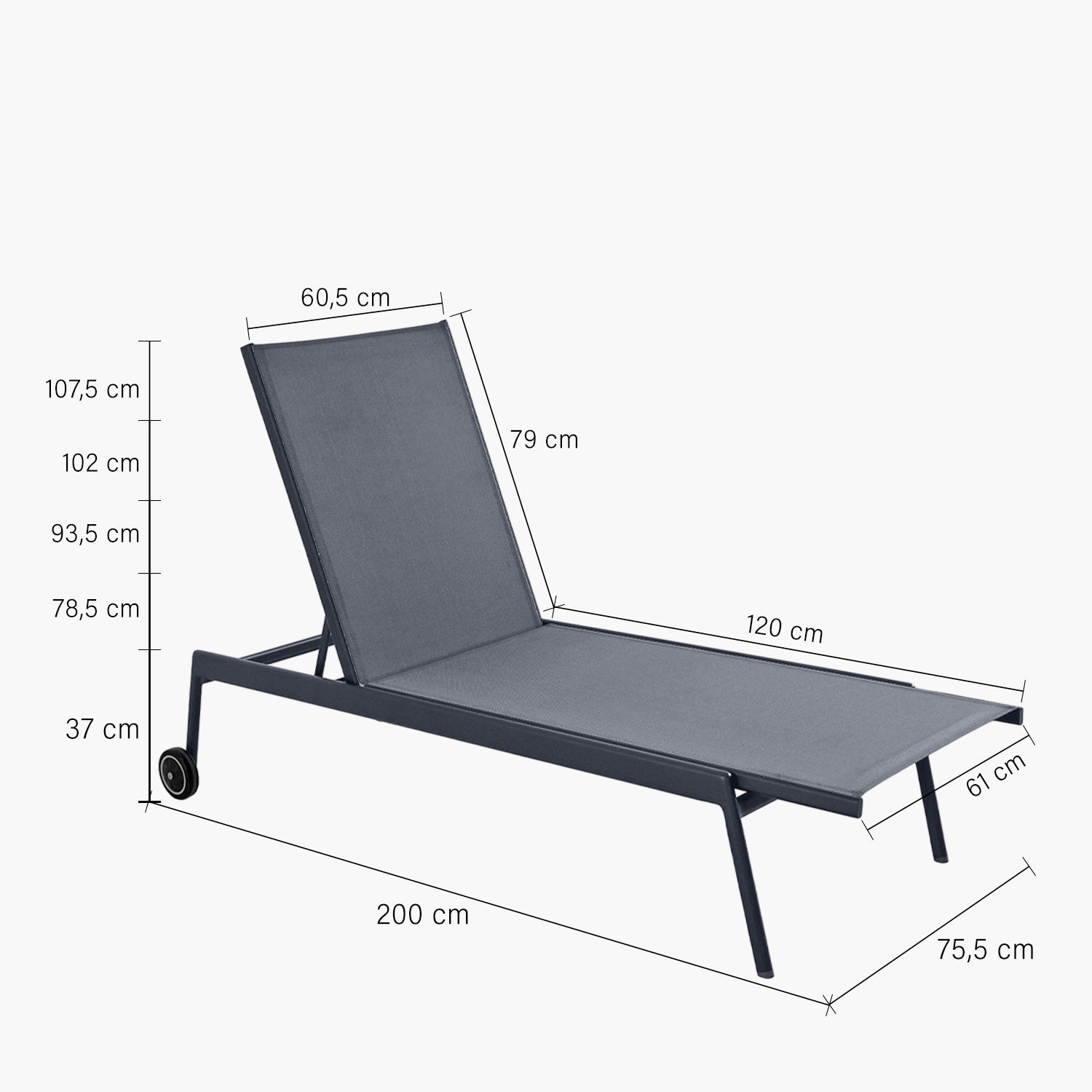 Reposera Montego OLE Gris oscuro/Gris