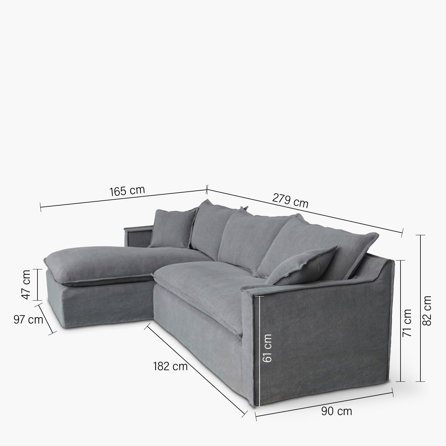 Seccional 3 Cuerpos Paine izq Gris