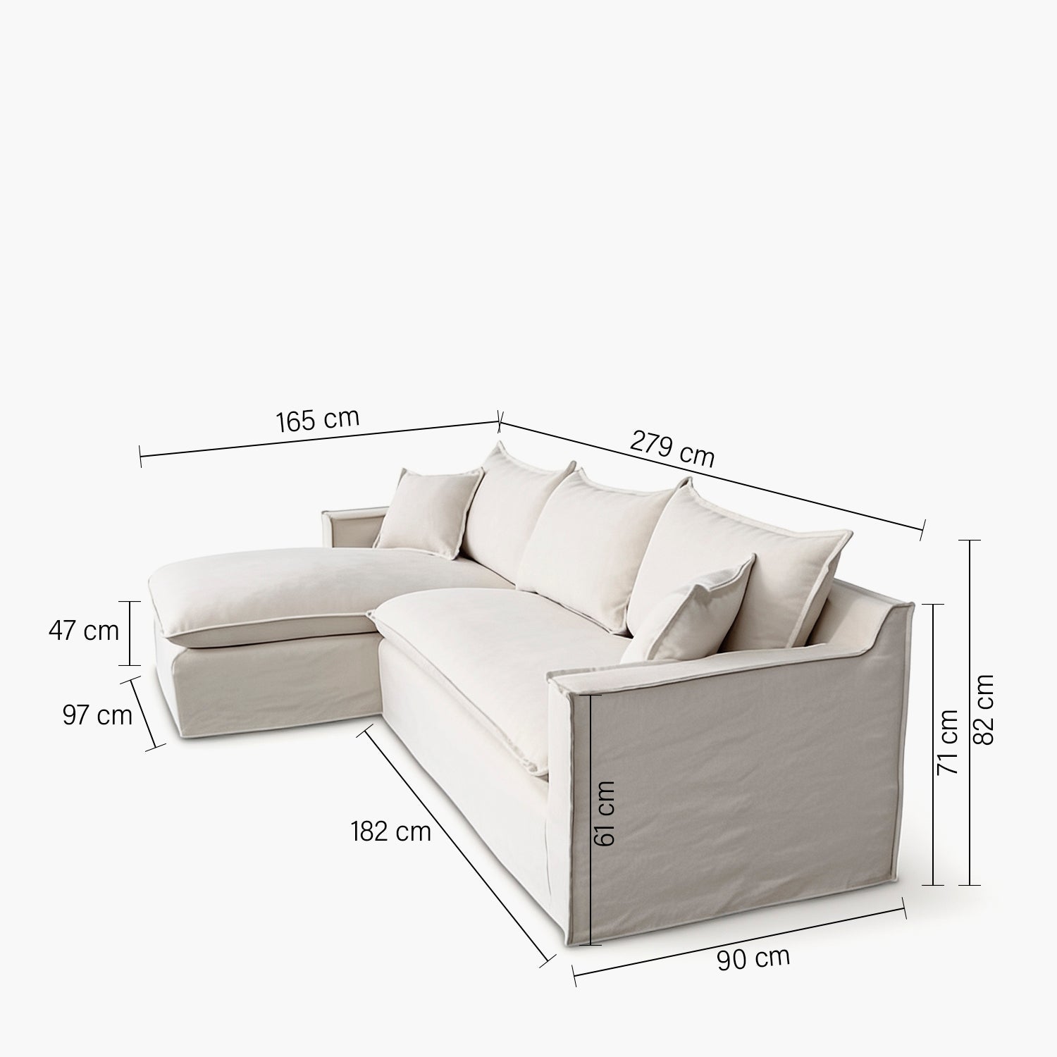 Seccional 3 cuerpos Paine izq Beige