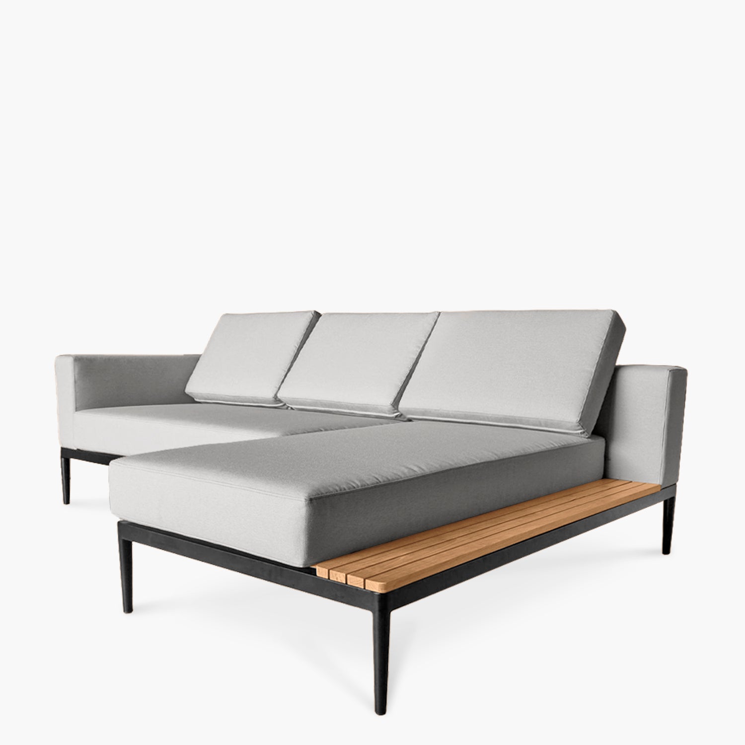 Seccional 2C + Chaise Derecho Long Bay Gris