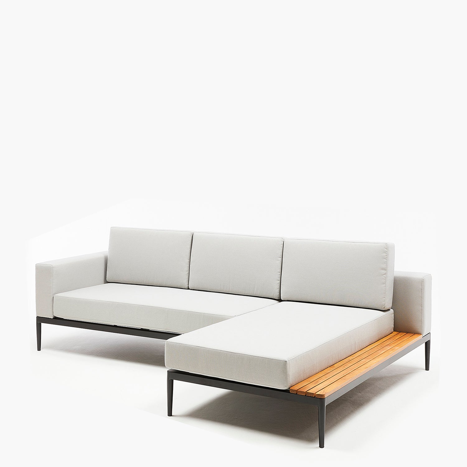 Seccional 2C + Chaise Derecho Long Bay Gris