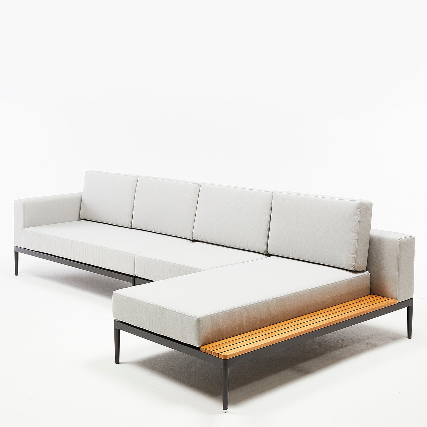 Seccional 3C + Chaise Derecho Long Bay Gris