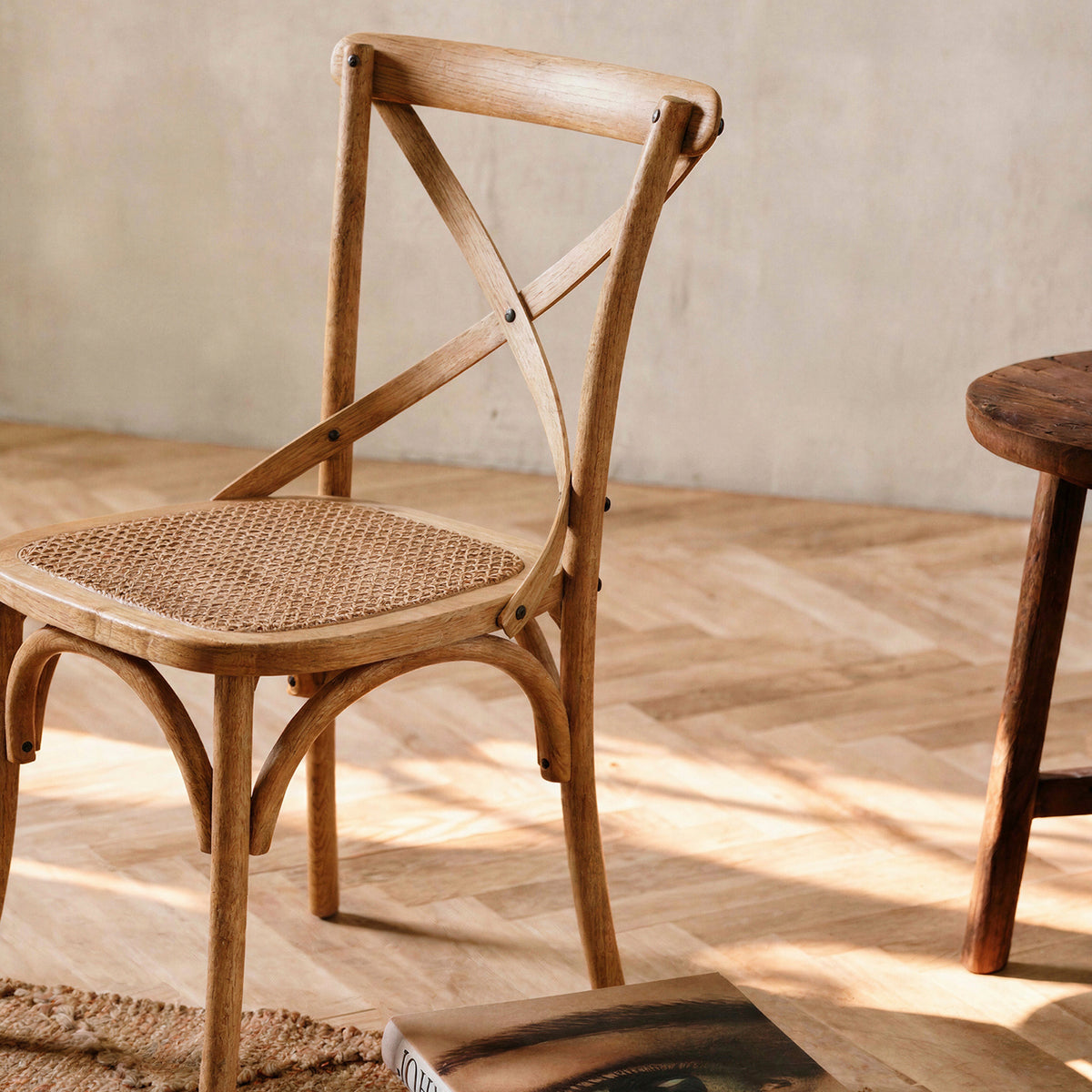 Silla Madera Tradition Junco Olmo Envejecido