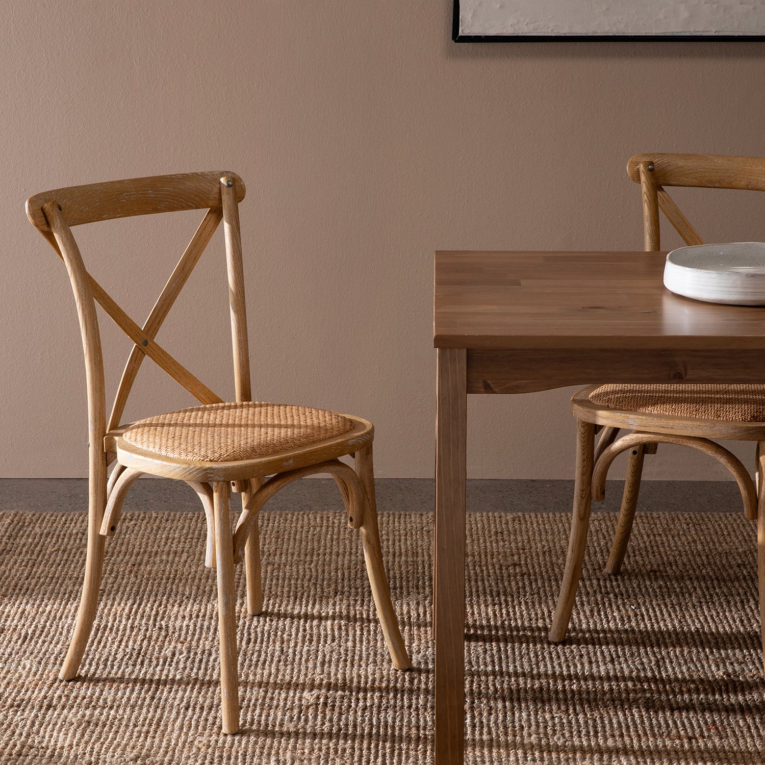 Silla Madera Tradition Rattan Olmo Natural Apilable