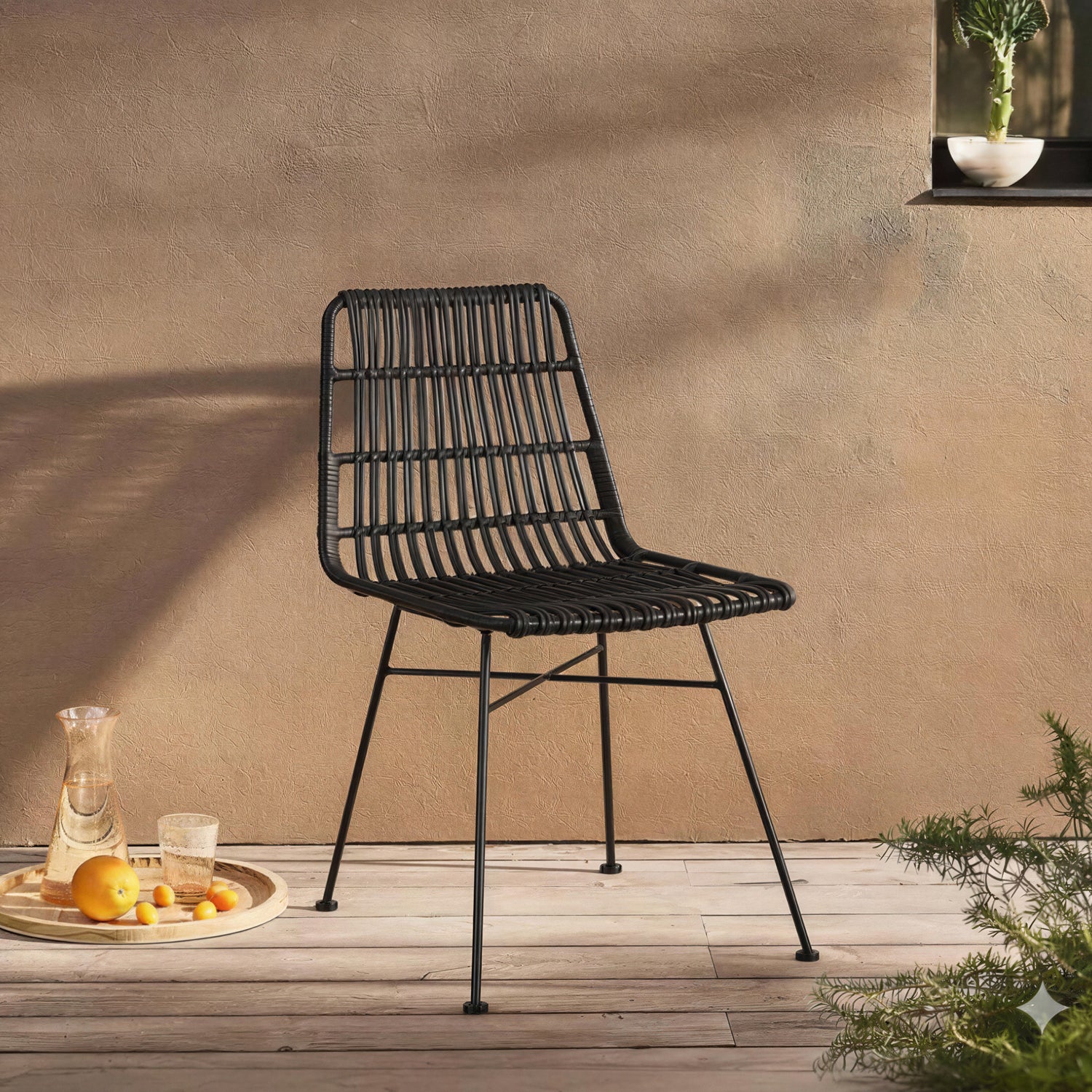 Silla Comedor ratan sintetico Creta Negro