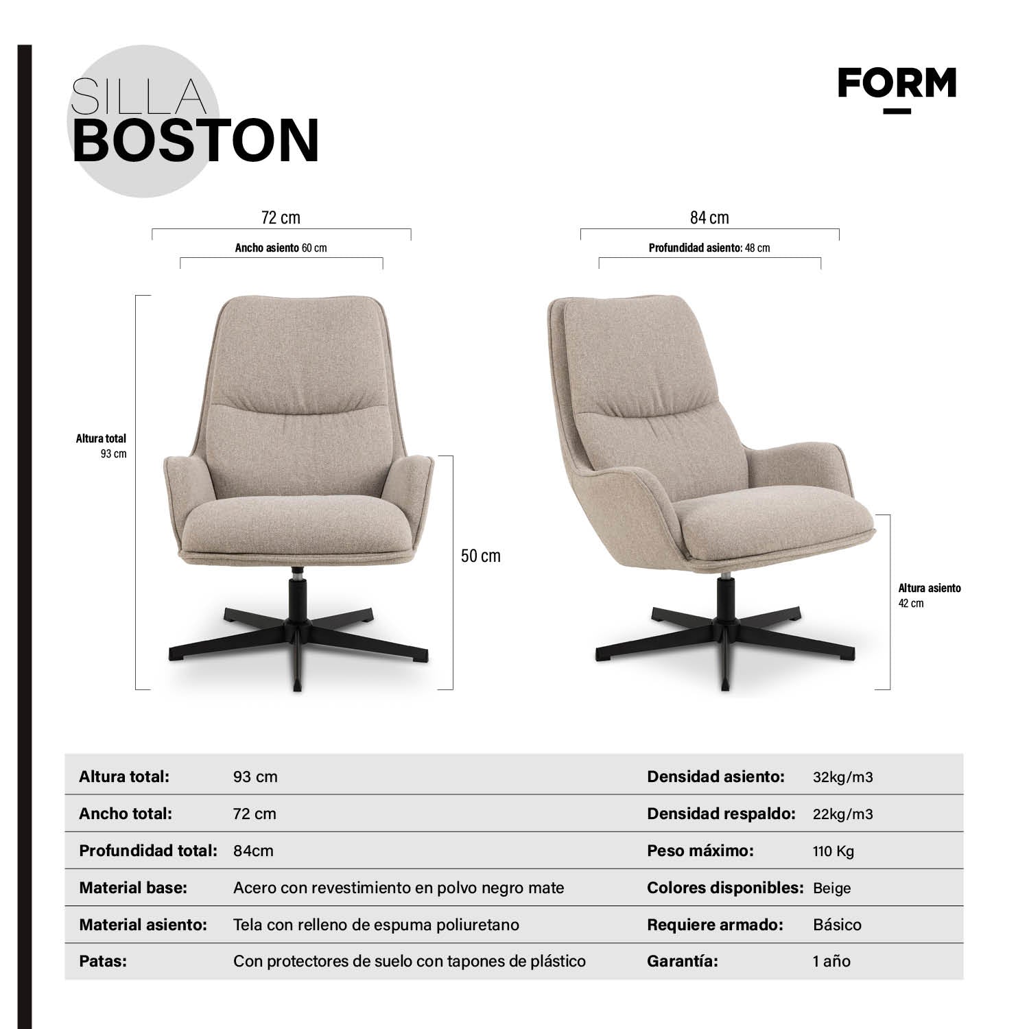 Silla Boston Beige