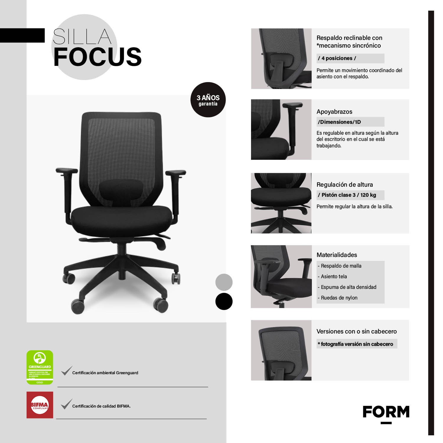 Silla Oficina Focus Negro