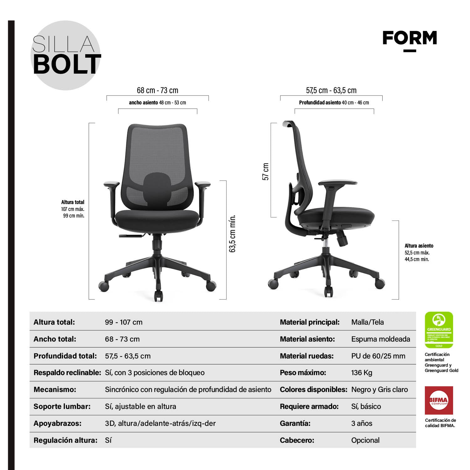 Silla Oficina Bolt Negro