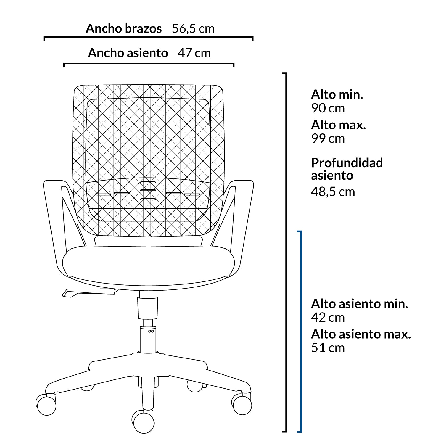 Silla Oficina Job Base Nylon Gris Oscuro