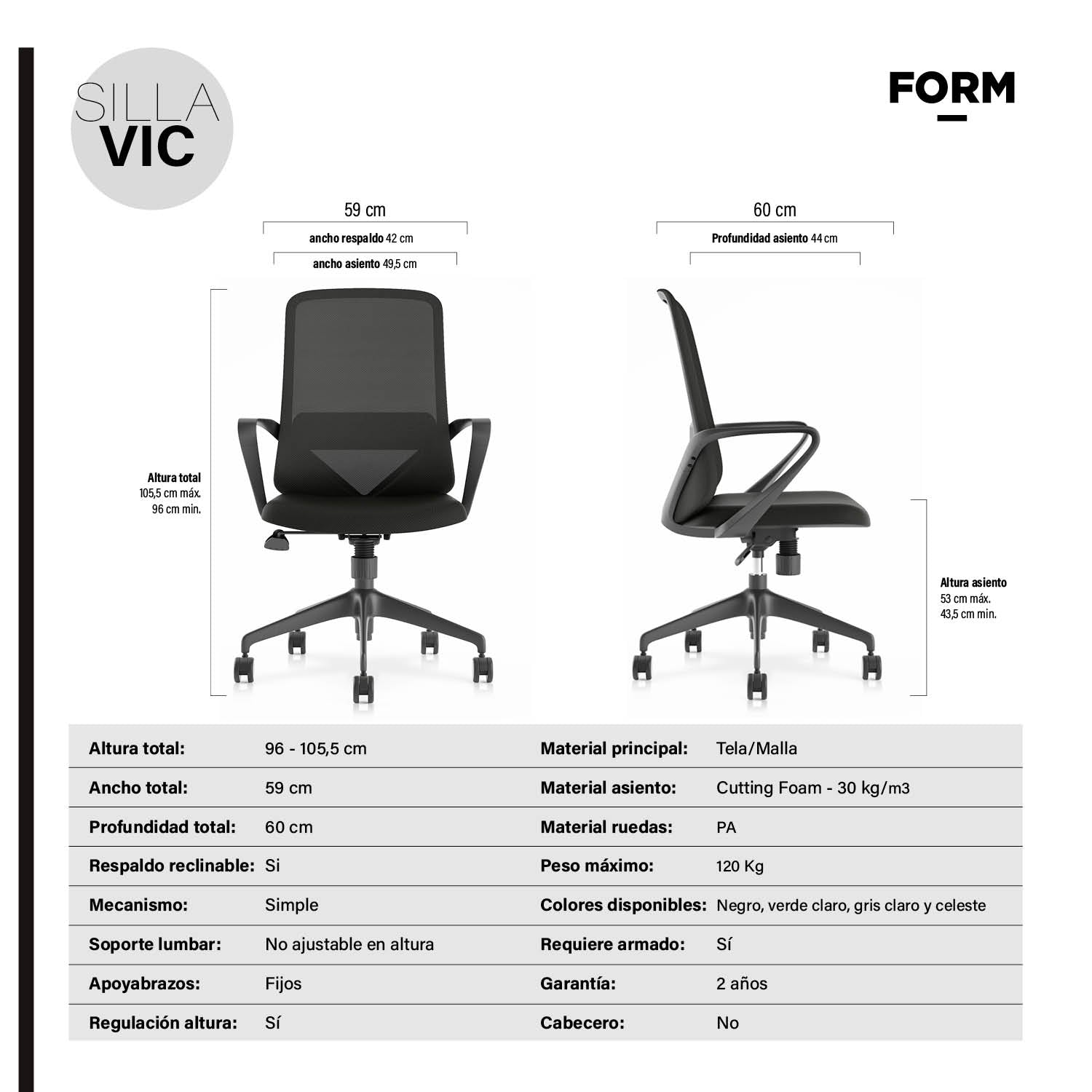 Silla Ejecutiva Oficina Vic Negro