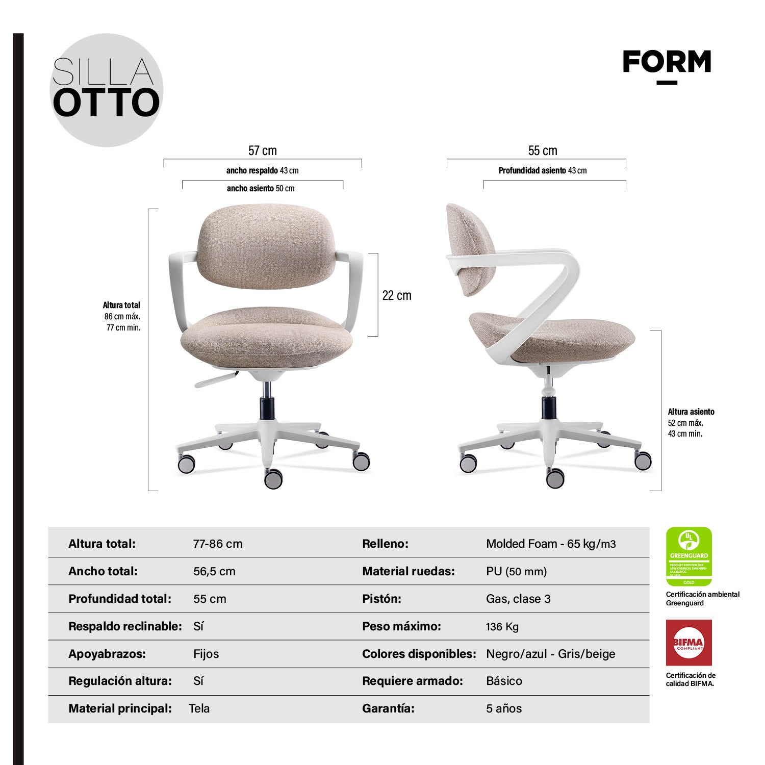 Silla Oficina Otto Blanco