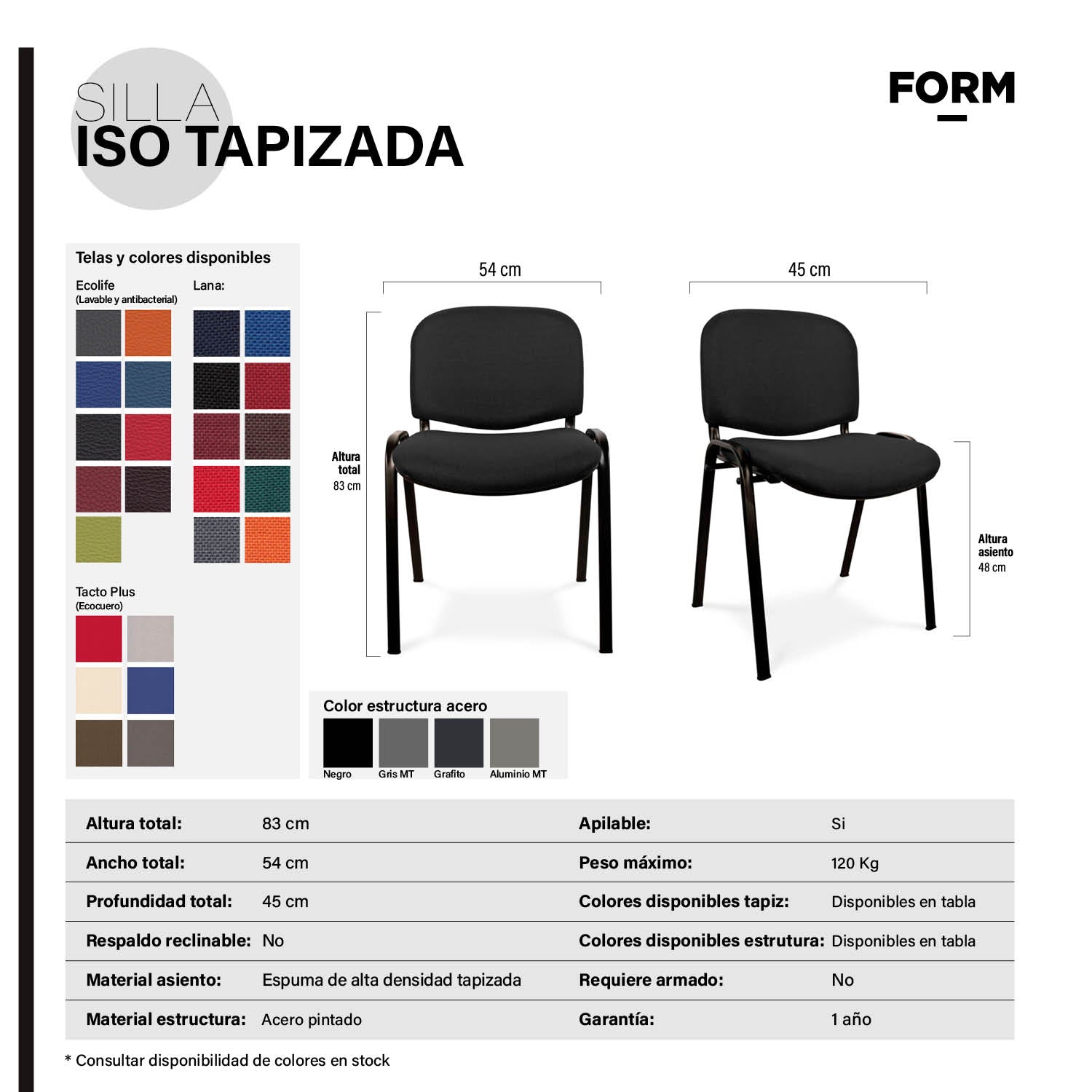 Silla Visita ISO Tapiz Negro