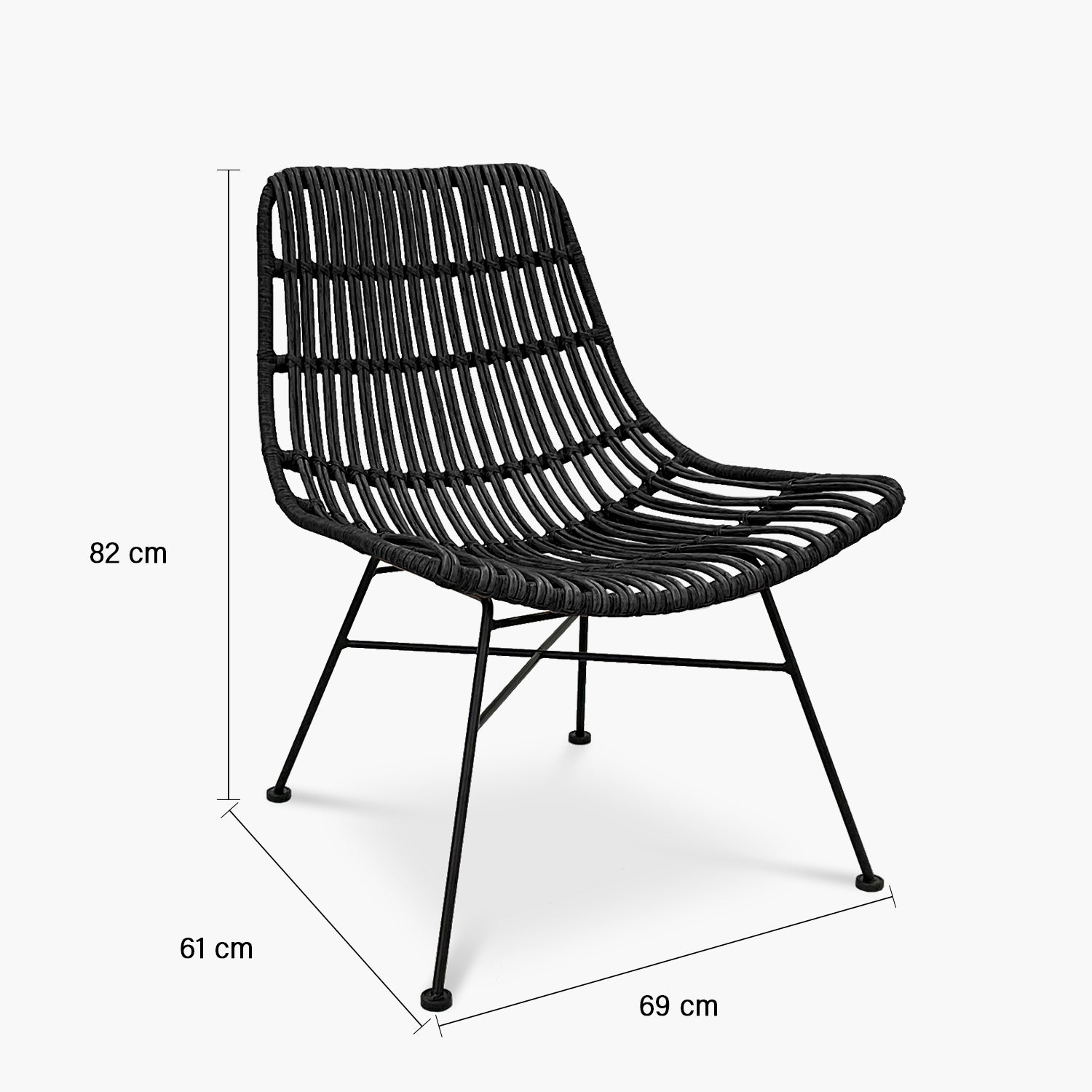 Sitial Ratan Sintético Creta Negro