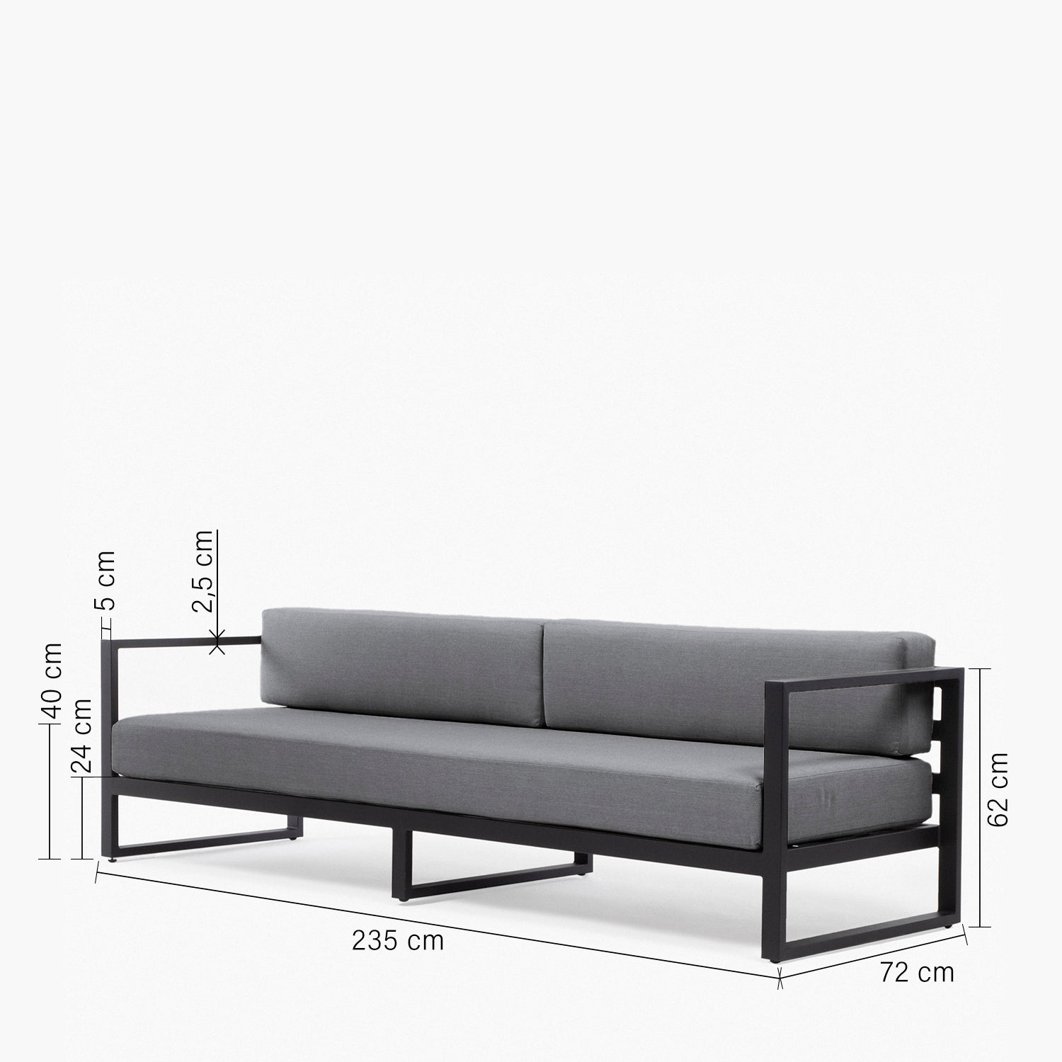 Sofá 3C Montego OLE Gris oscuro/Gris