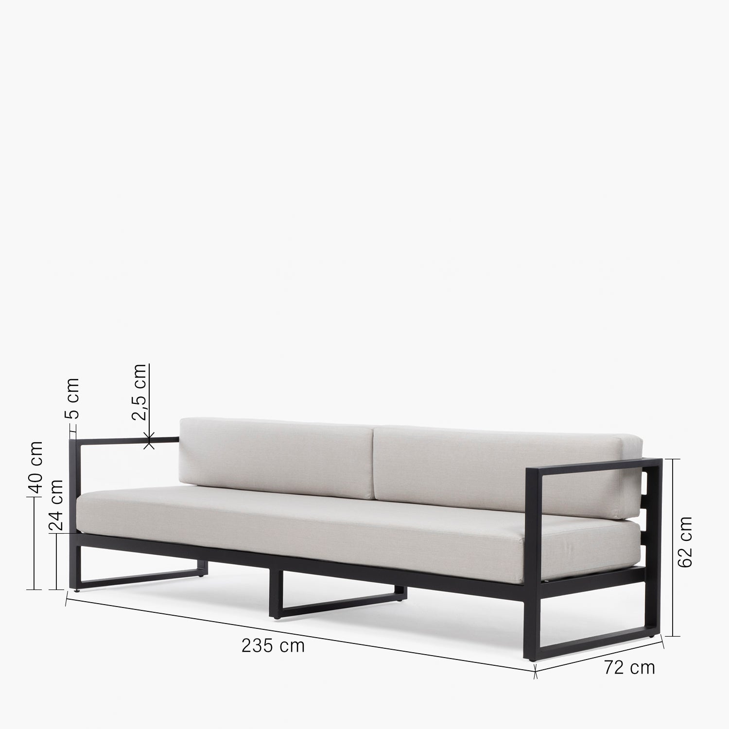 Sofá 3C Montego OLE Negro/Beige