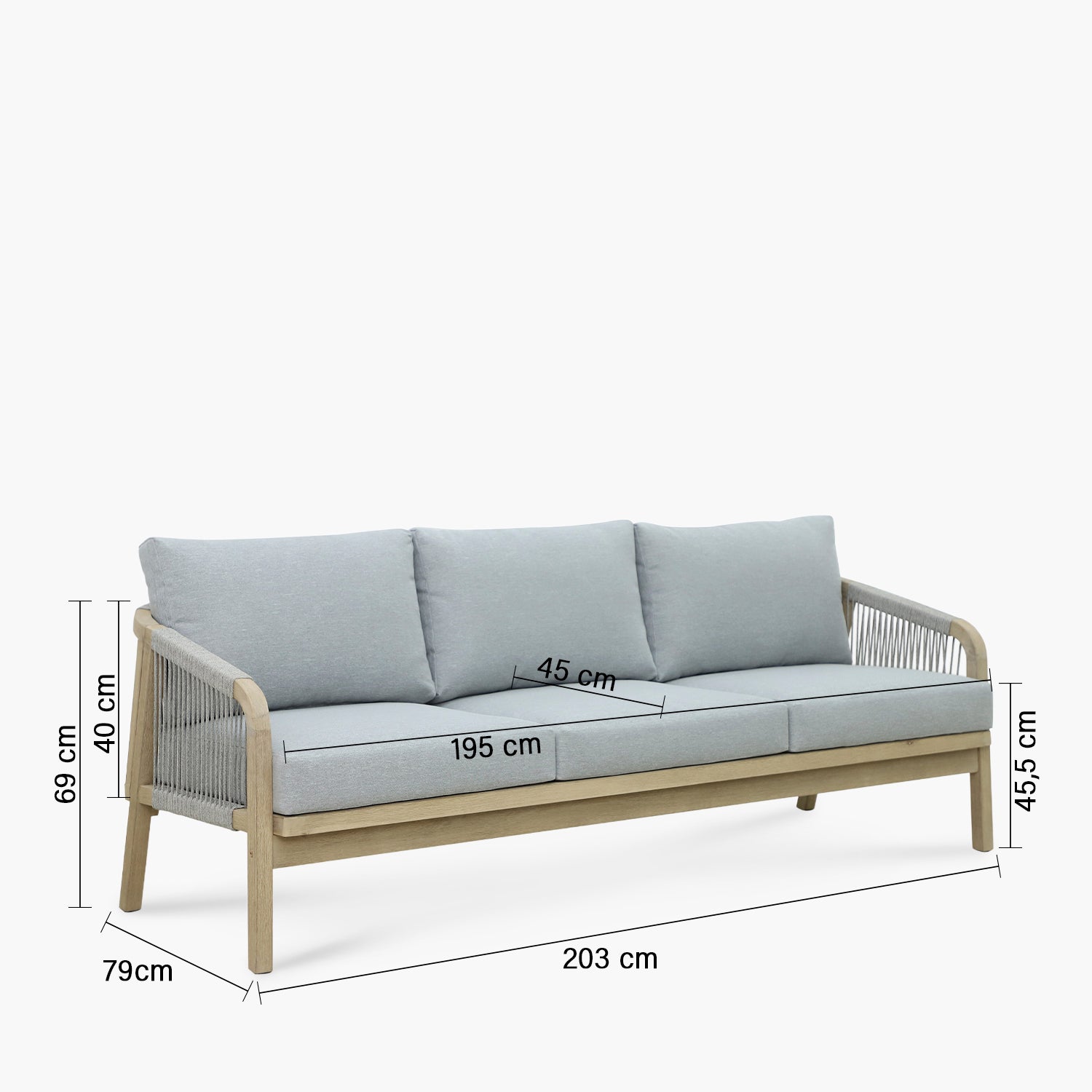 Sofá 3C Floripa Gris Claro