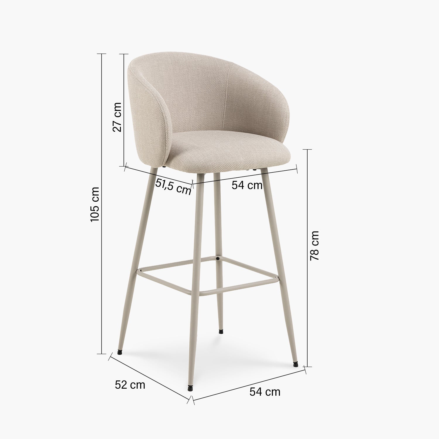 Pack 2 Taburete Eleanor Beige