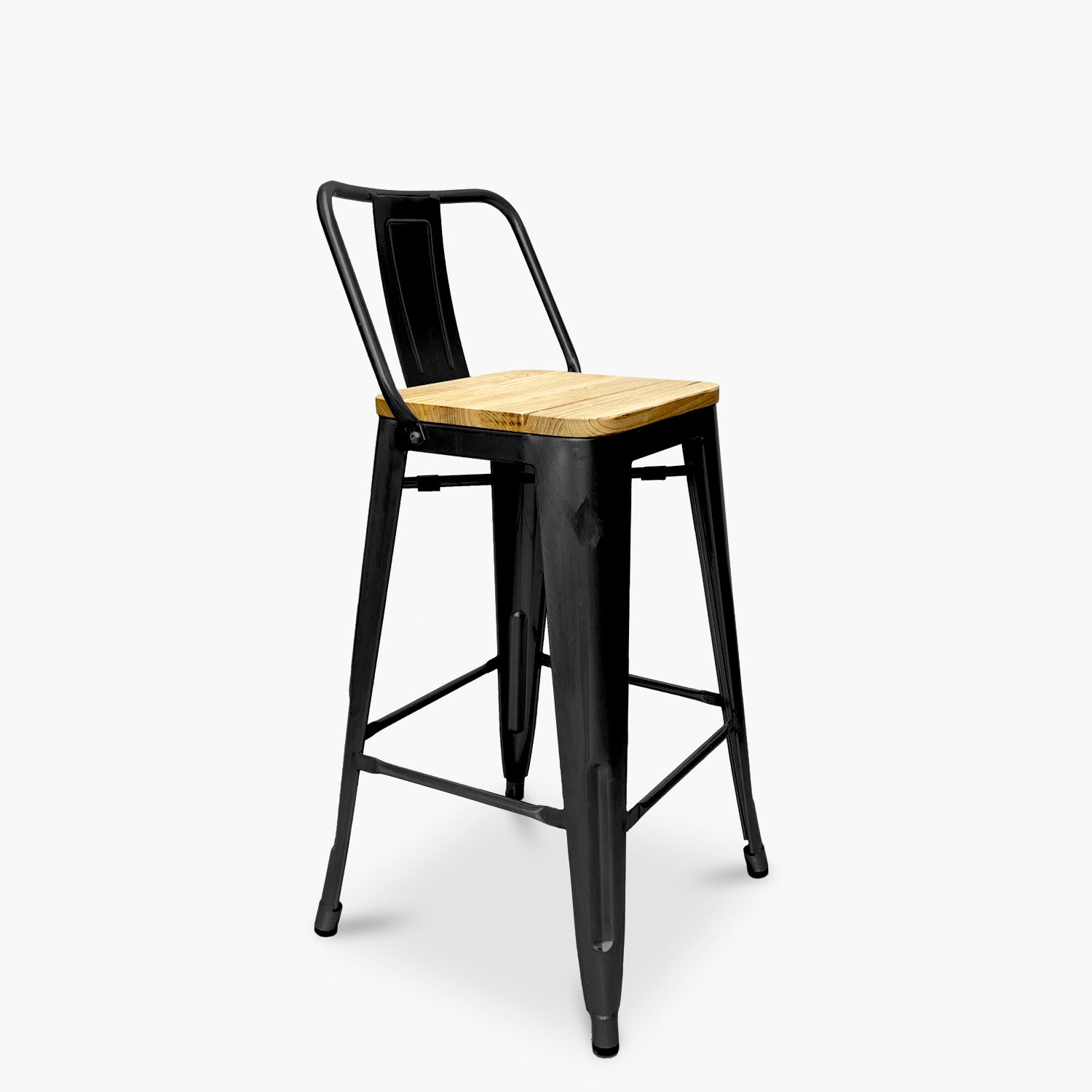 Taburete Medio 66 Tolix Madera c/resp Negro
