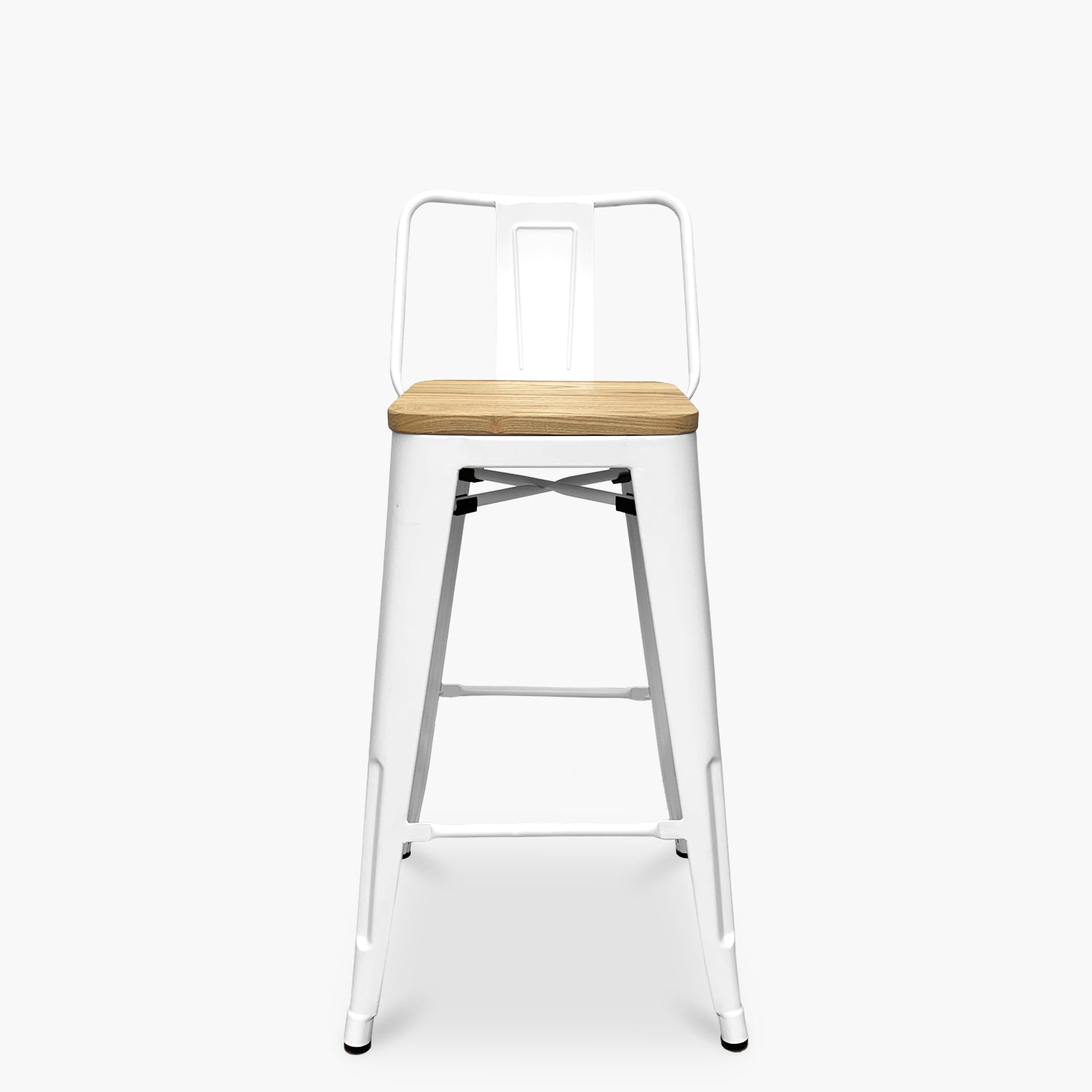 Taburete Medio 66 Tolix Madera c/resp Blanco