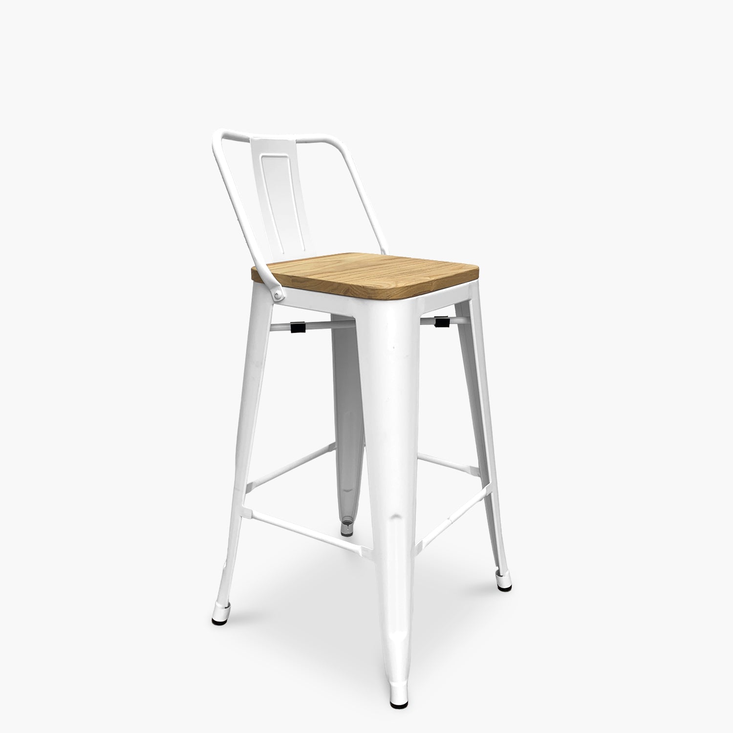 Taburete Medio 66 Tolix Madera c/resp Blanco