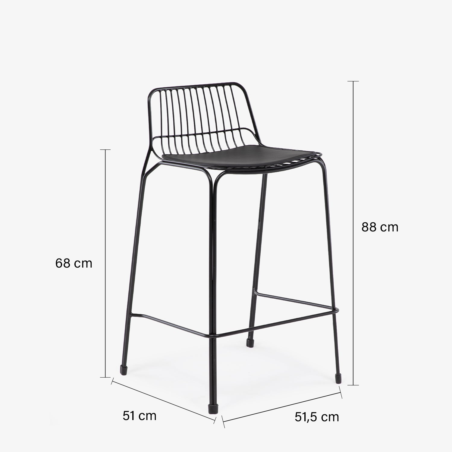 Taburete Medio Metal Isabella Negro - Form Design